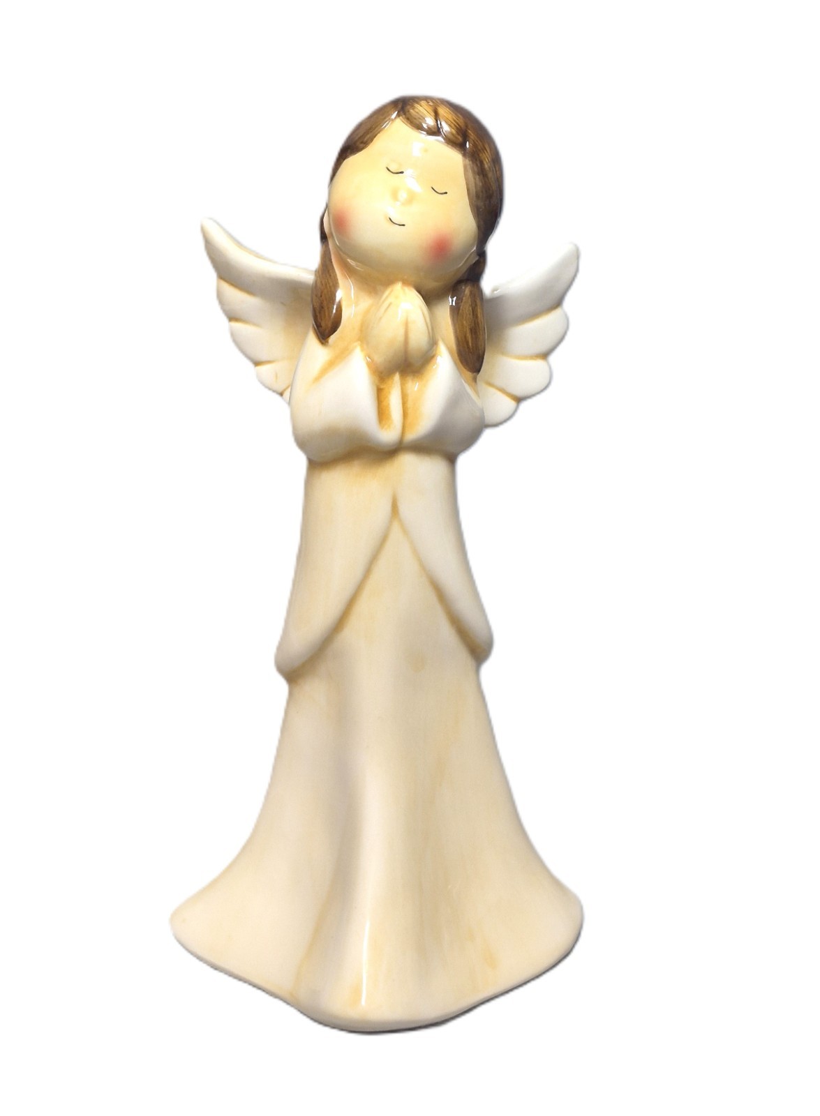 Tii COLLECTIONS Handcrafted Angel Child/Teen w/Brown Pigtails Ceramic 8″ tall