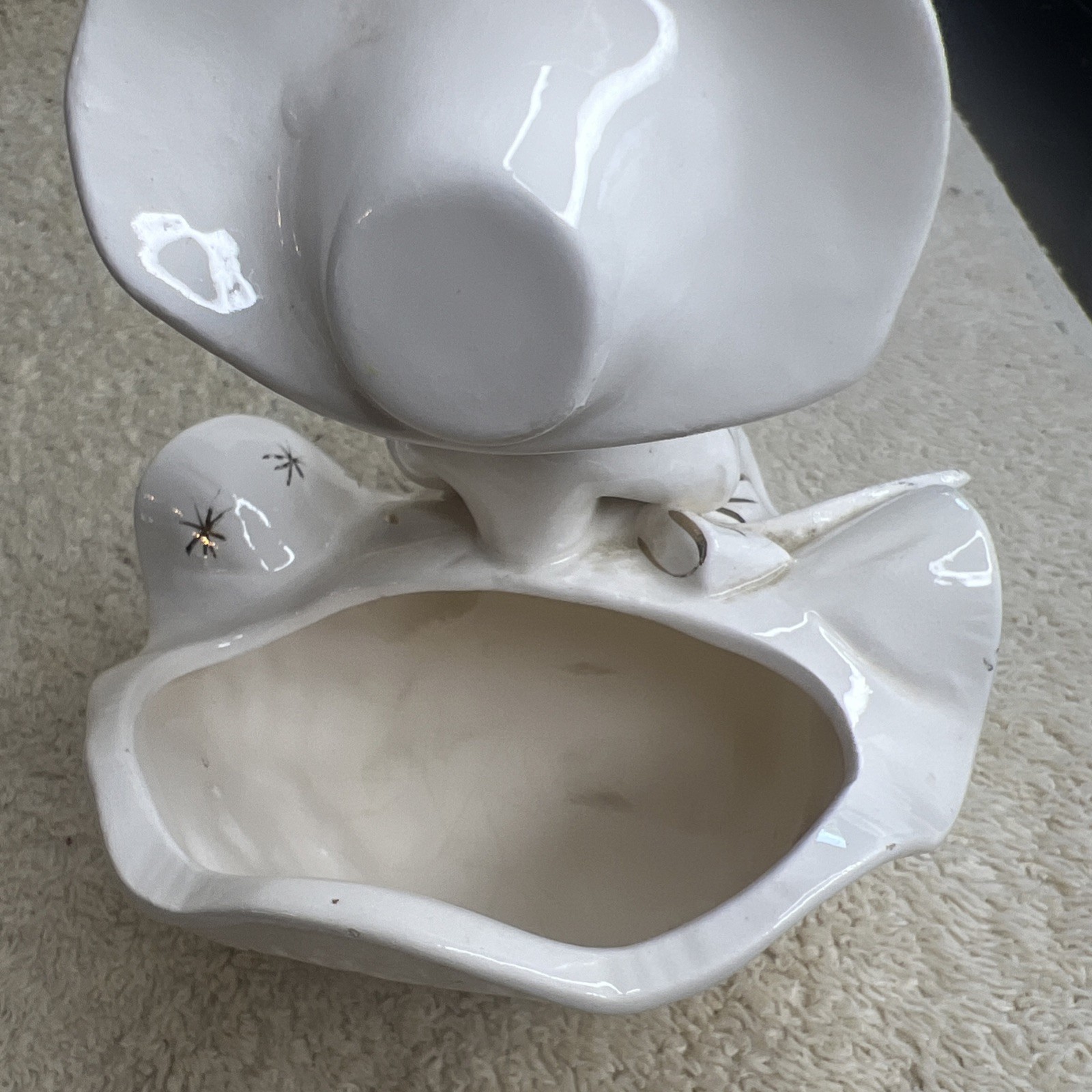 Vintage Arnart Girl Planter with Spring Floral Flower Arrangement /Read