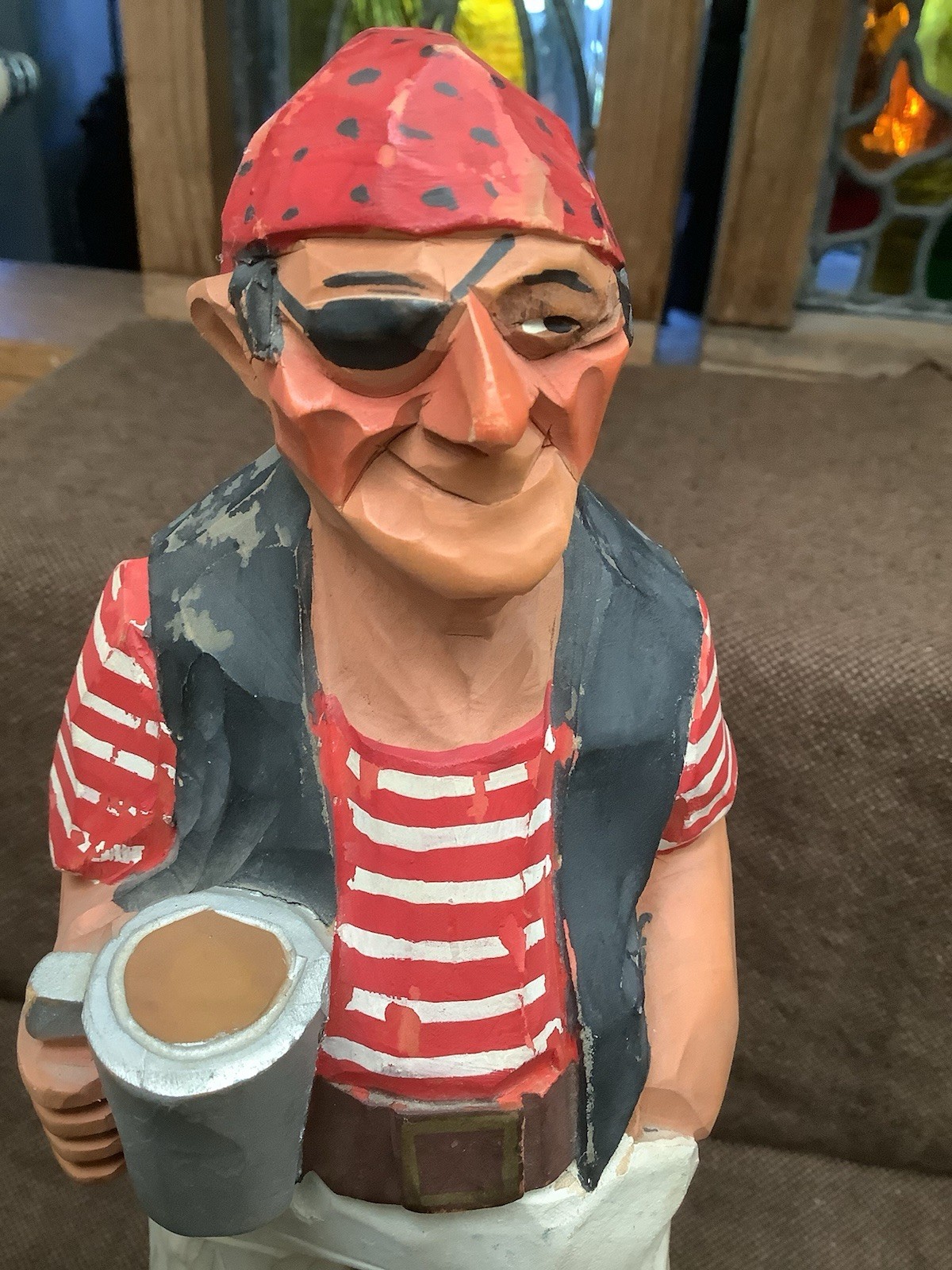 Sarah And Her Pirate Friend, Hand Carved Wooden Figures From The Hannah Family