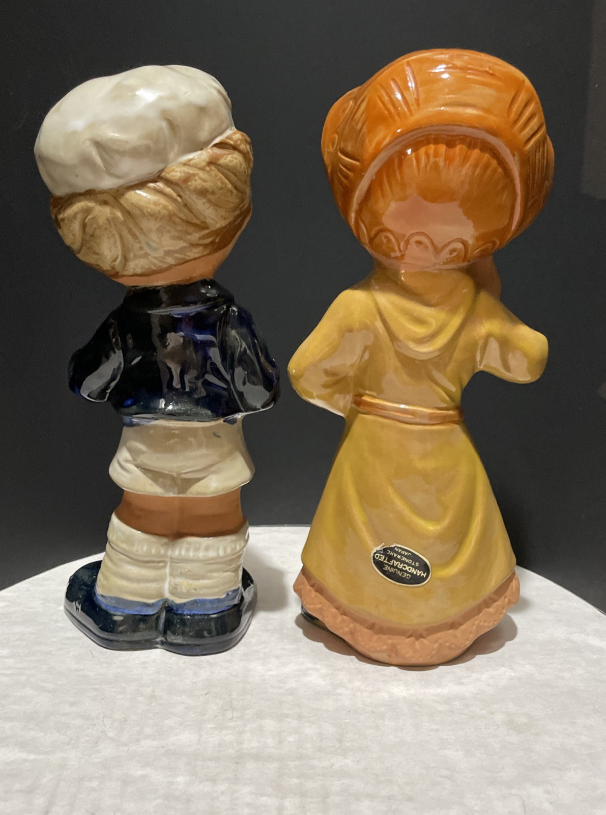 Drumming Boy and Girl + Bunnies 8.5 in Tall Japan Handcrafted Gift