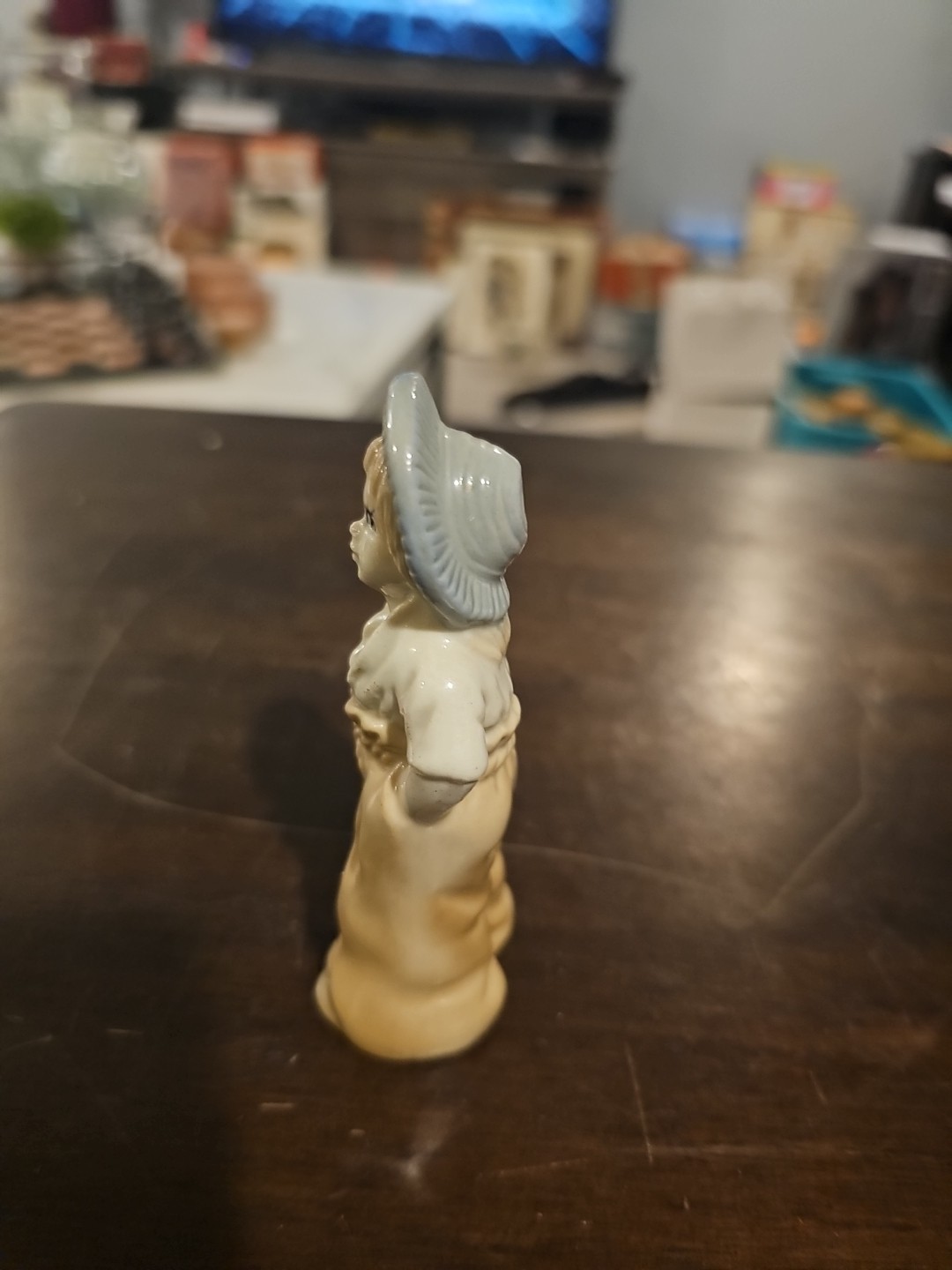Vintage Little Girl Wearing Pants Figurine 3 3/4″ Tall Adorable Blue Hat