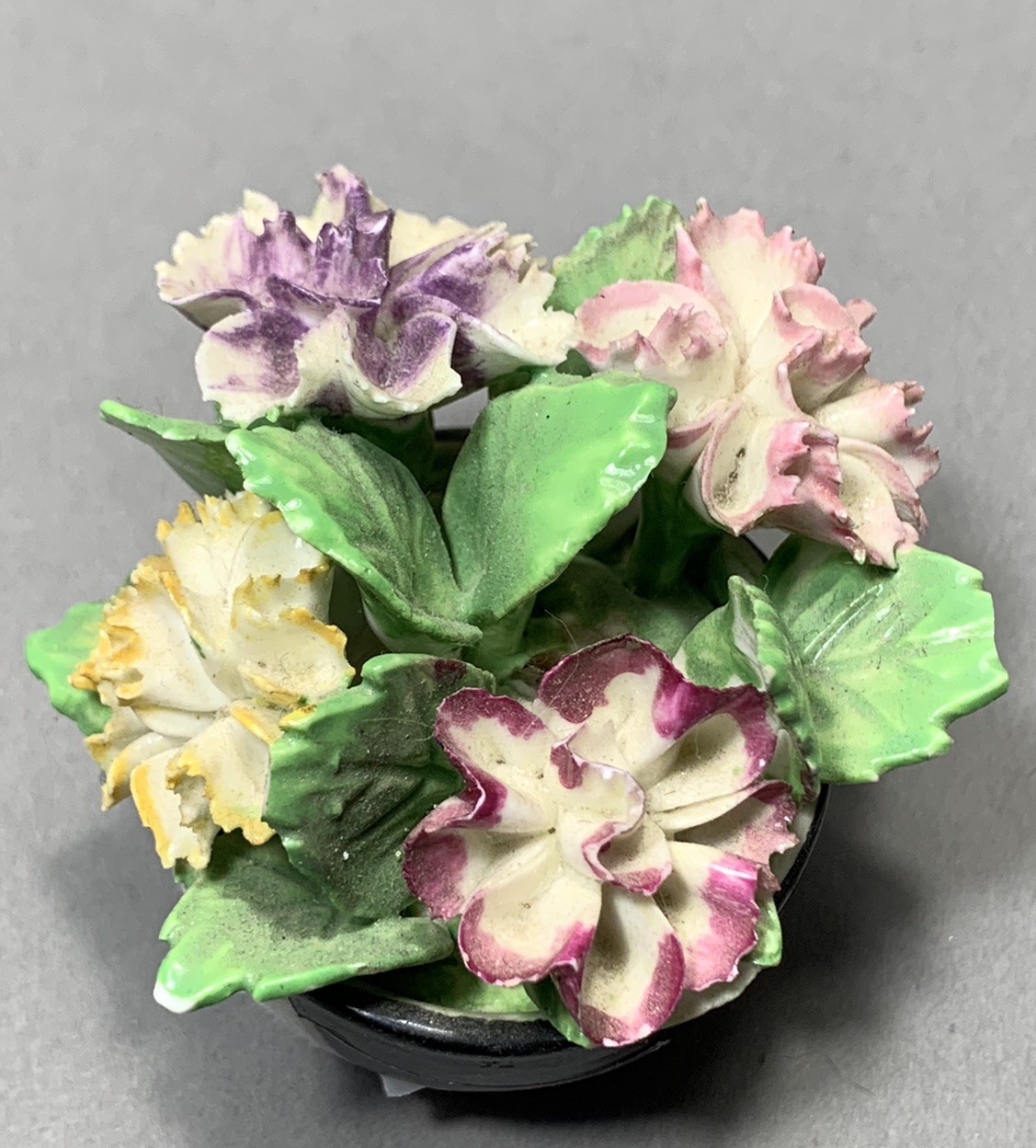 Vintage Coalport Porcelain Flowers Figurine Crown Staffordshire 1750 Purple Rose