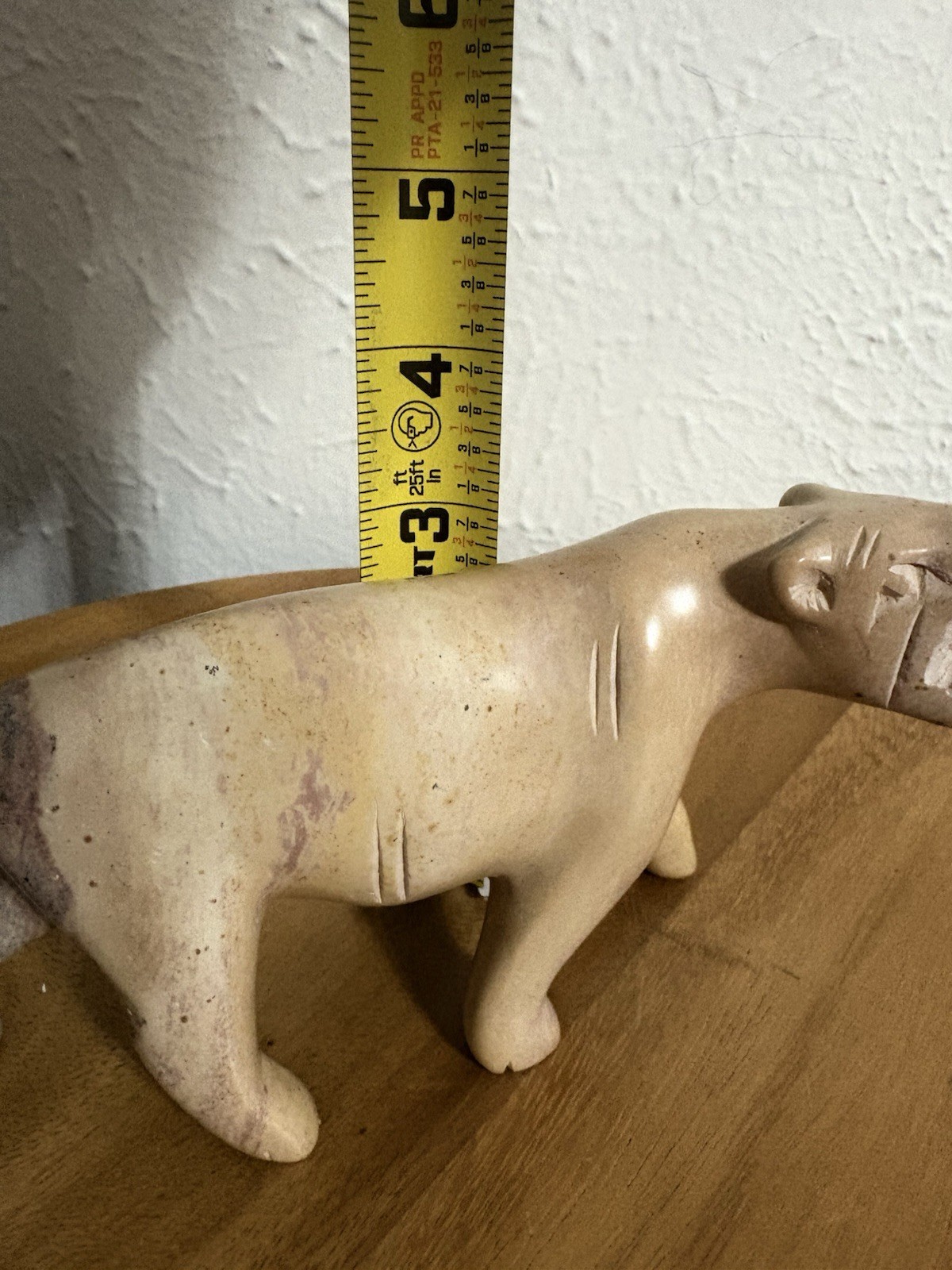VTG Hand Carved Stone Lion Sculpture MCM Soapstone Marble Panther Figurine 6”