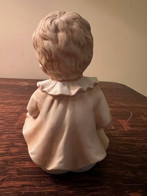 Vintage Bisque Porcelain Lefton 6″ Piano Baby Boy Figurine KW1927