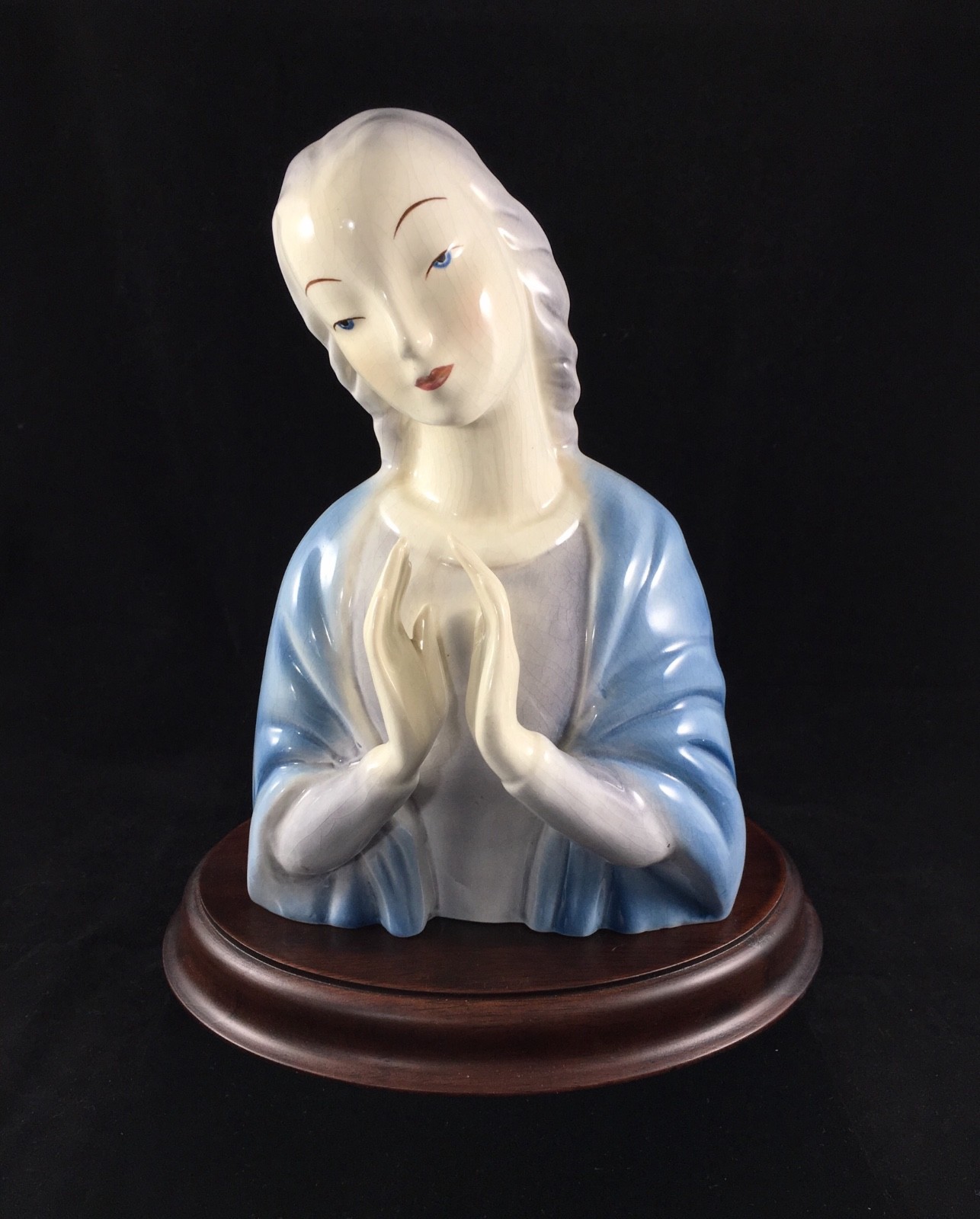 Goldscheider Madonna Virgin Mary Figurine Religious Wood Porcelain Vintage Gift