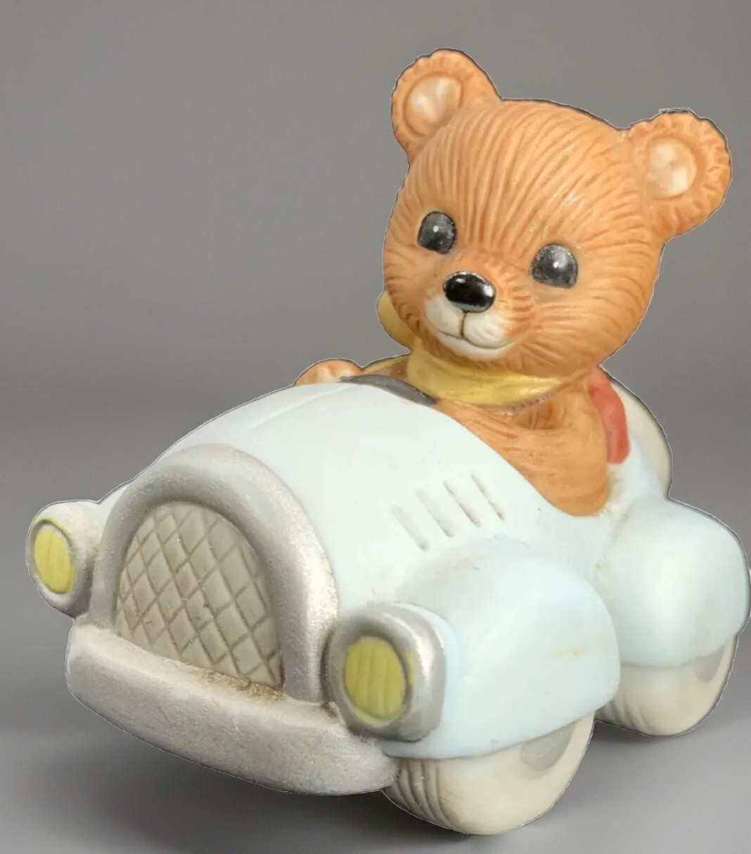 Homco Bear In Blue Car Figurine #1463 Driving Scarf Cute Decorative Vintage