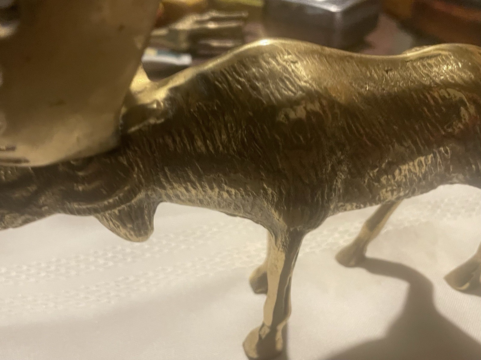 Vintage Solid Brass Moose Figurine Statue : MCM Lodge Decor Korea 6.5”