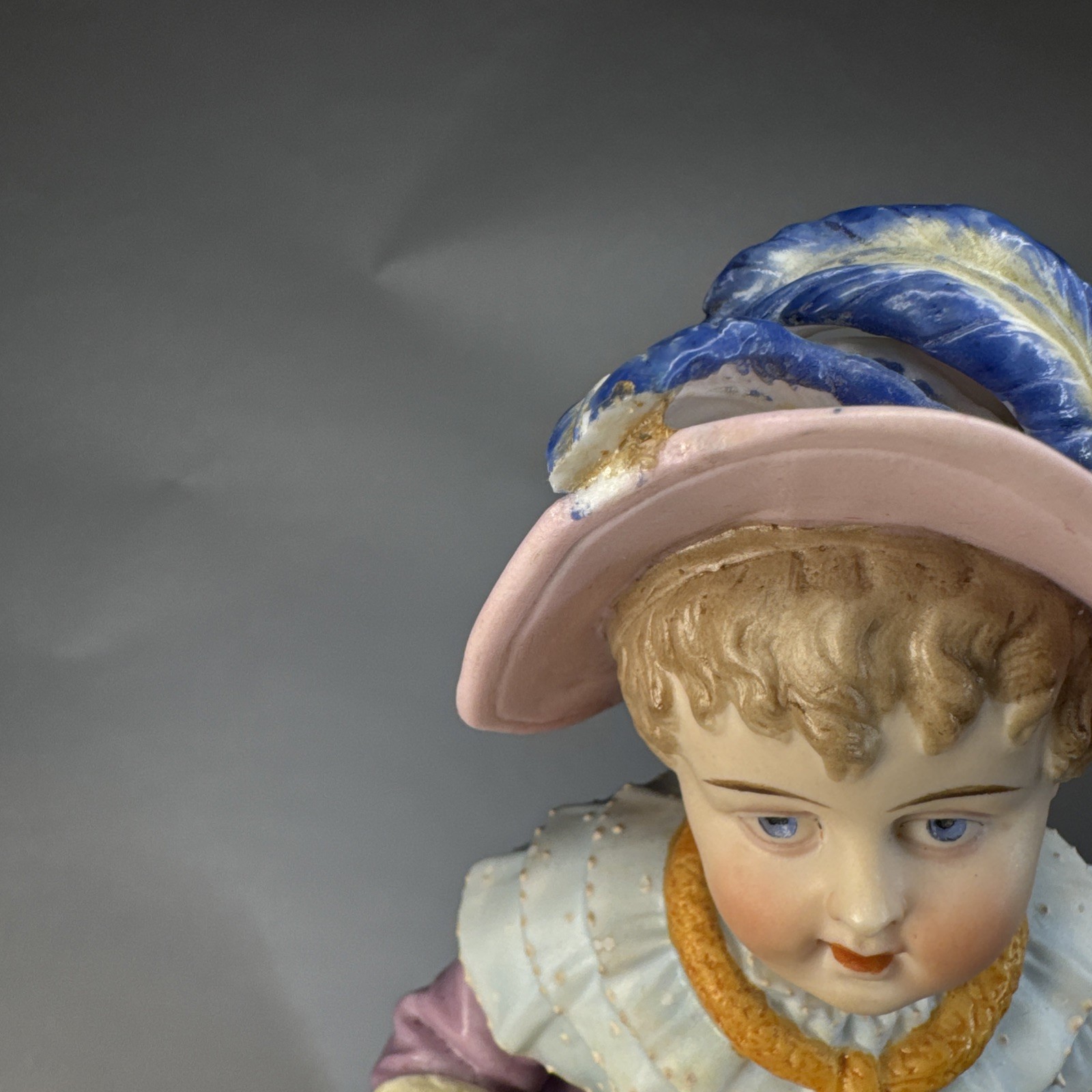 Antique German Bisque Woman Figurine – 12 Inch – Floral Dress and Hat