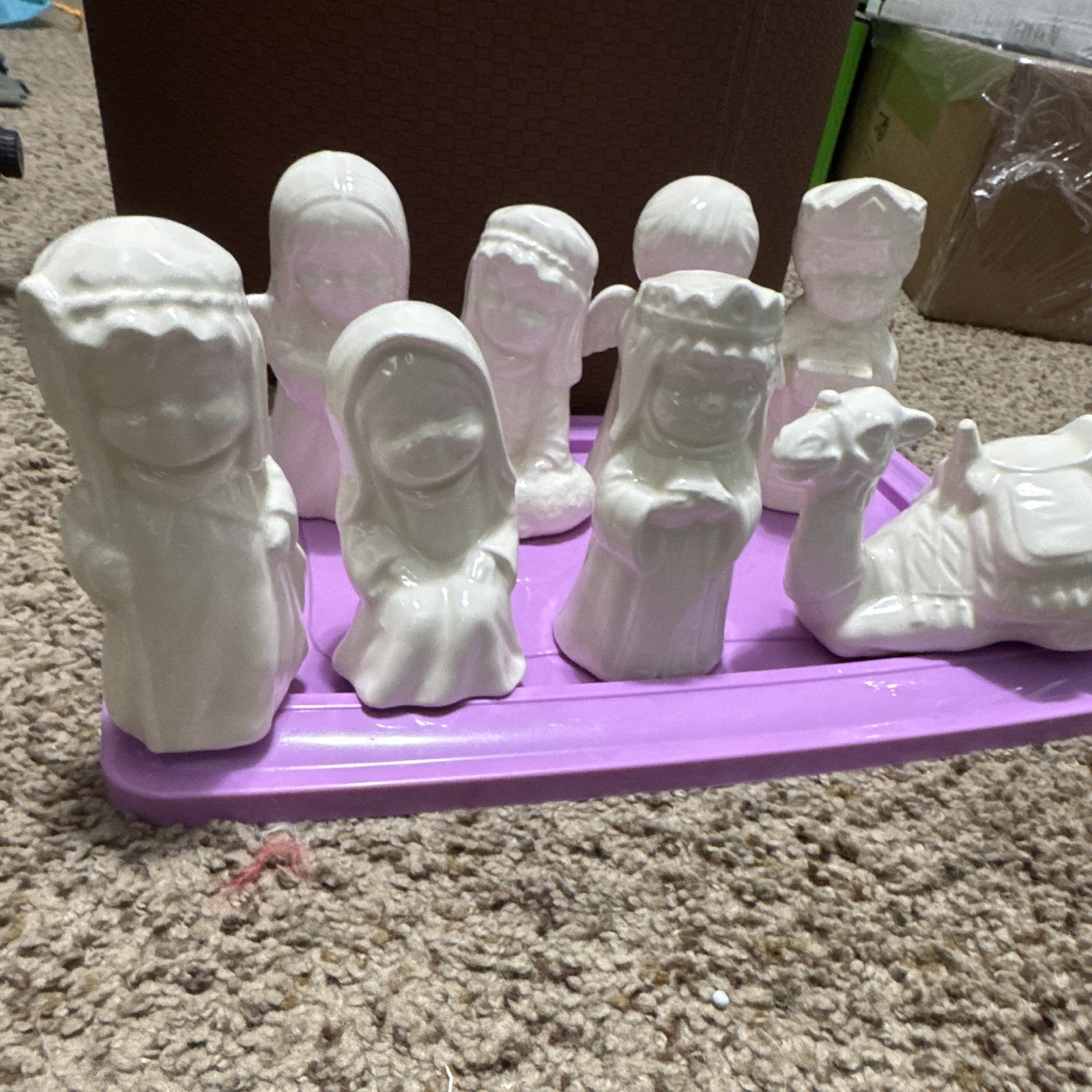 Ceramic Nativity Set w/ Camel Mary Joseph Angels