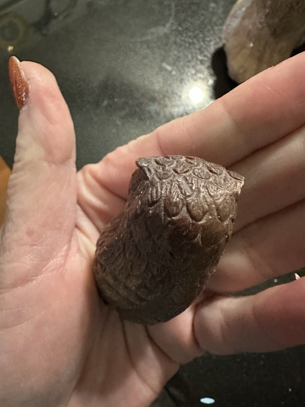 Small vintage 2″ Detailed Wooden Resin Hand Carved? unsure