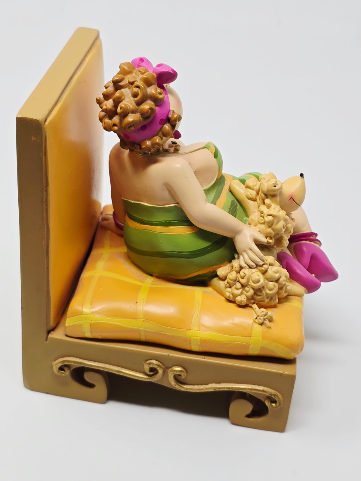 Plump Chubby Model Lady & Poddle Bathing Suit Figurine Sculpture 4 3/4″ H