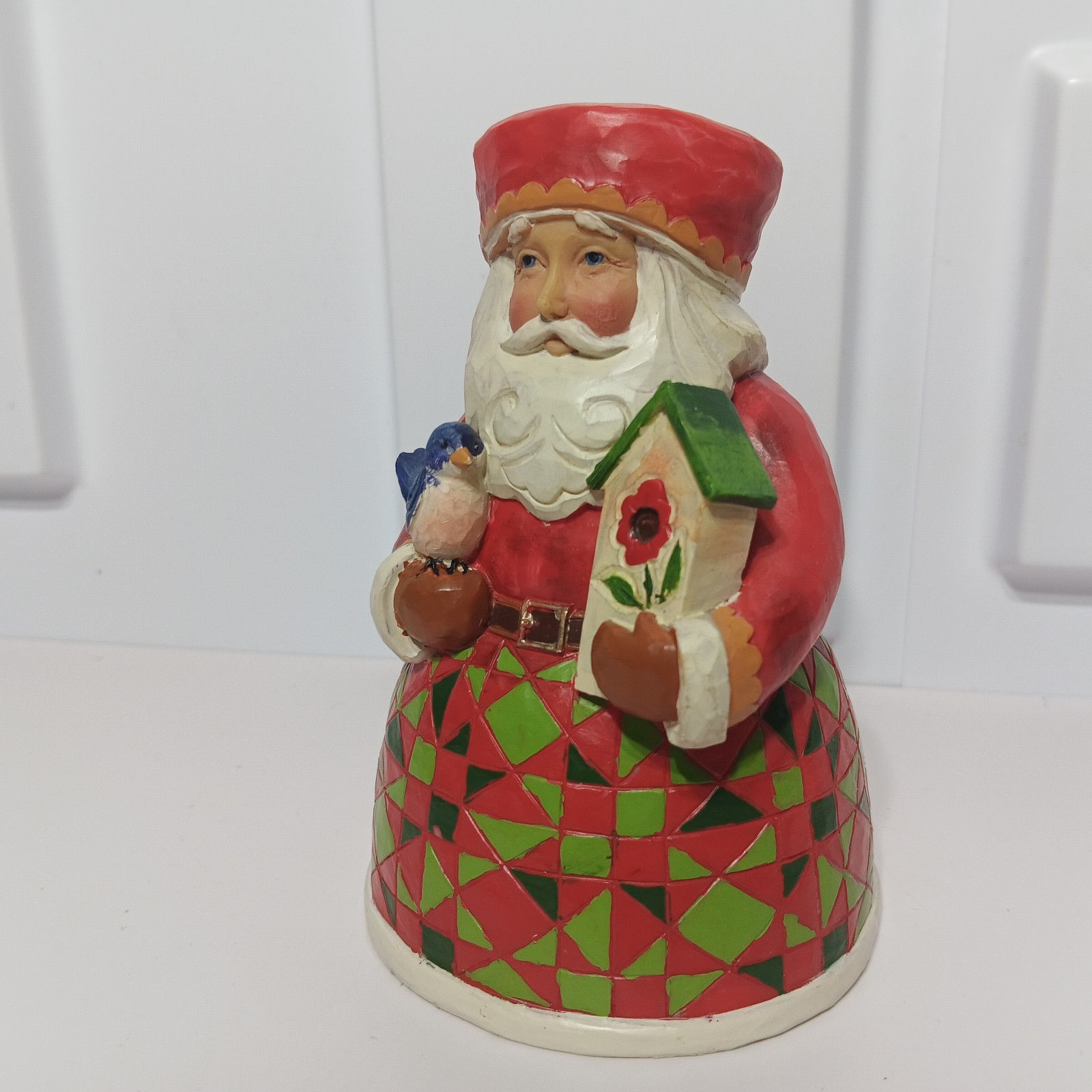 Jim Shore 5″ Cozy Christmas Santa Blue Bird Birdhouse Figurine 2011 4022913