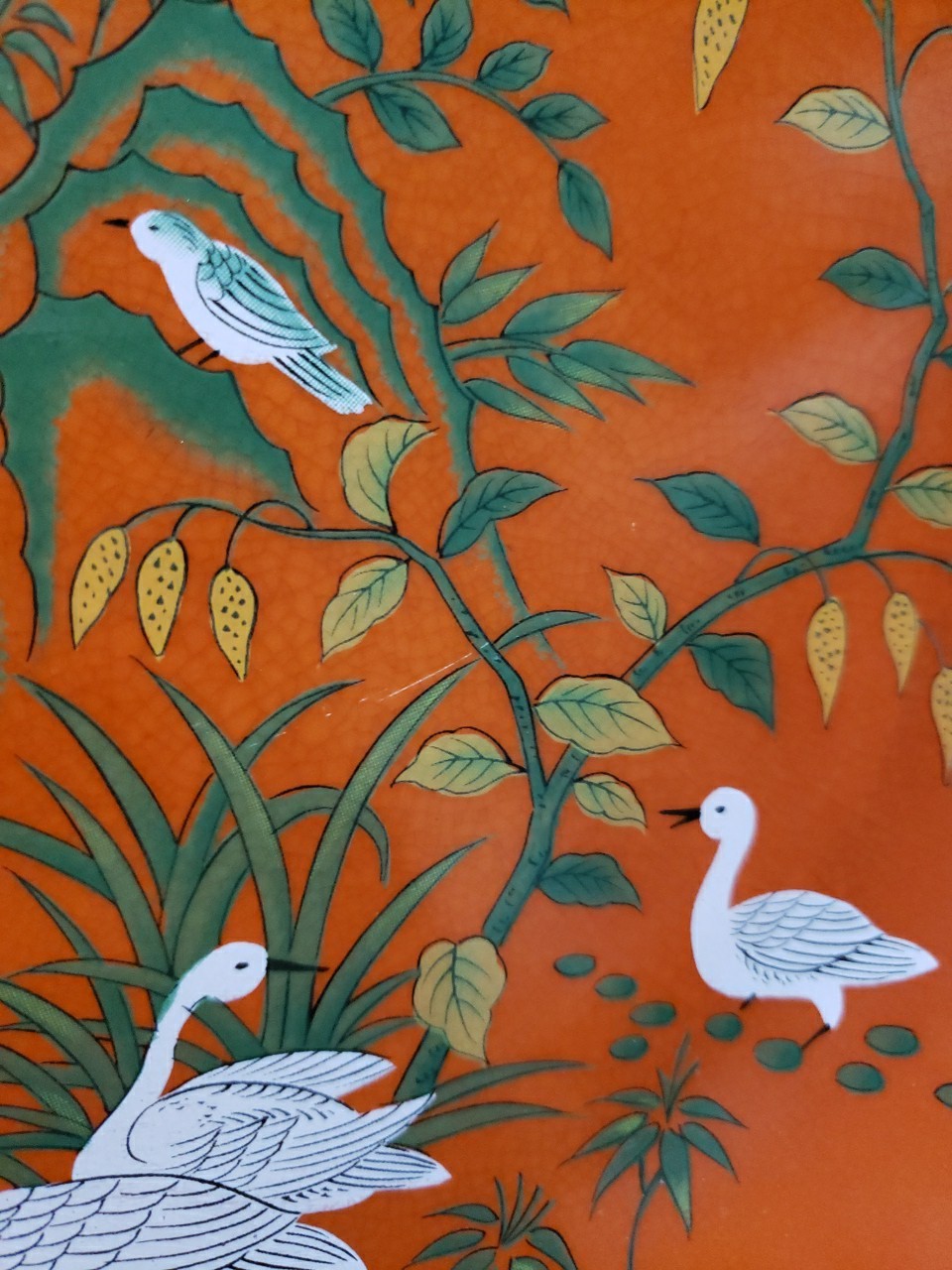 Andrea By Sadek Asian Red Plate White Birds