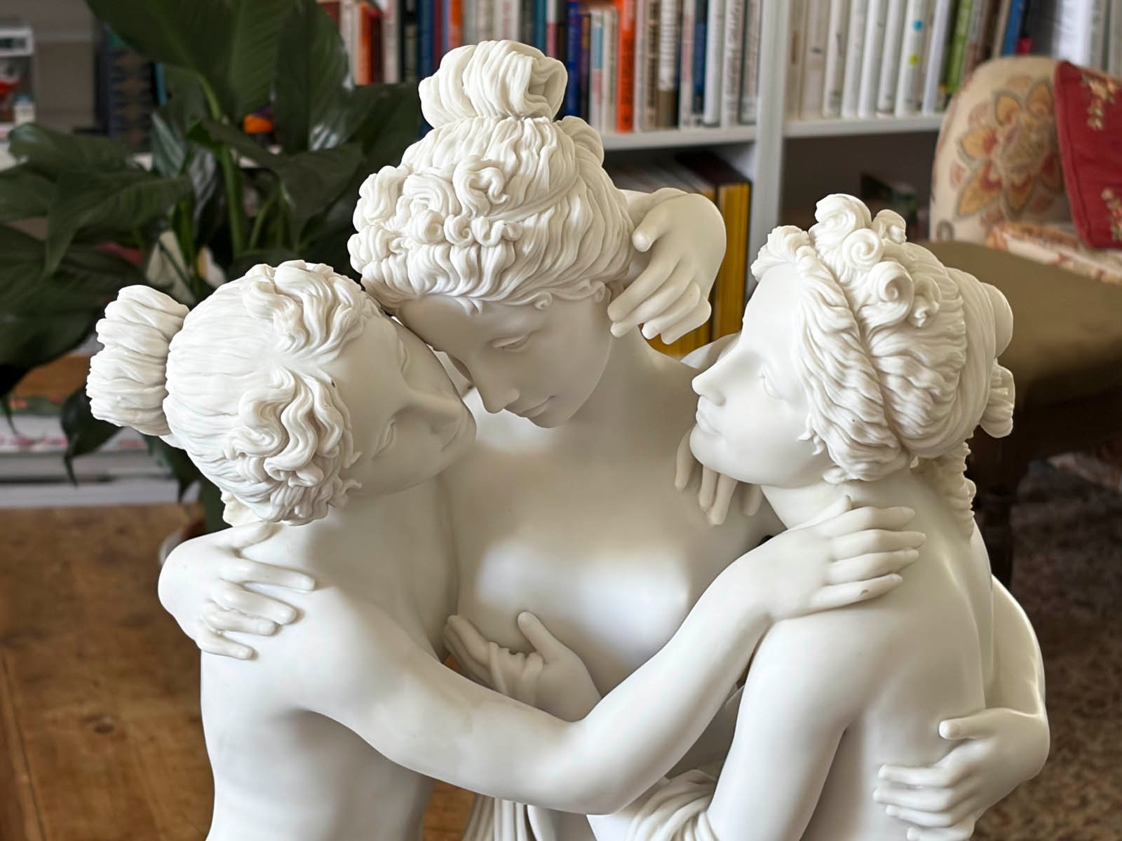 Large Veronese The Three Graces Bonded Marble Sculpture After Canova 26.5″ Italy