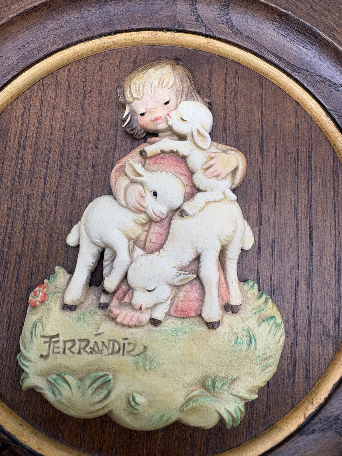 anri ferrandiz wood carvings Set Of 2 Plates 8.25 Inches Diameter