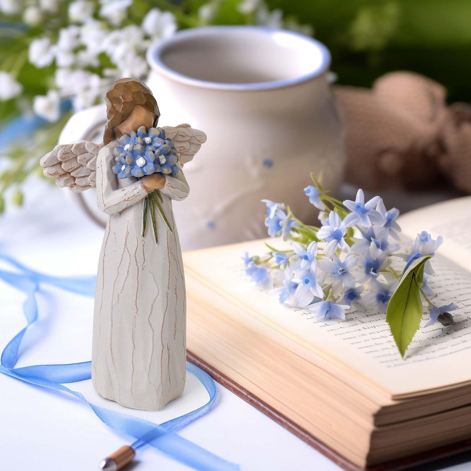 Forget Me Not Angel Figurine Sympathy Gift for Loss of Loved One Home Decor