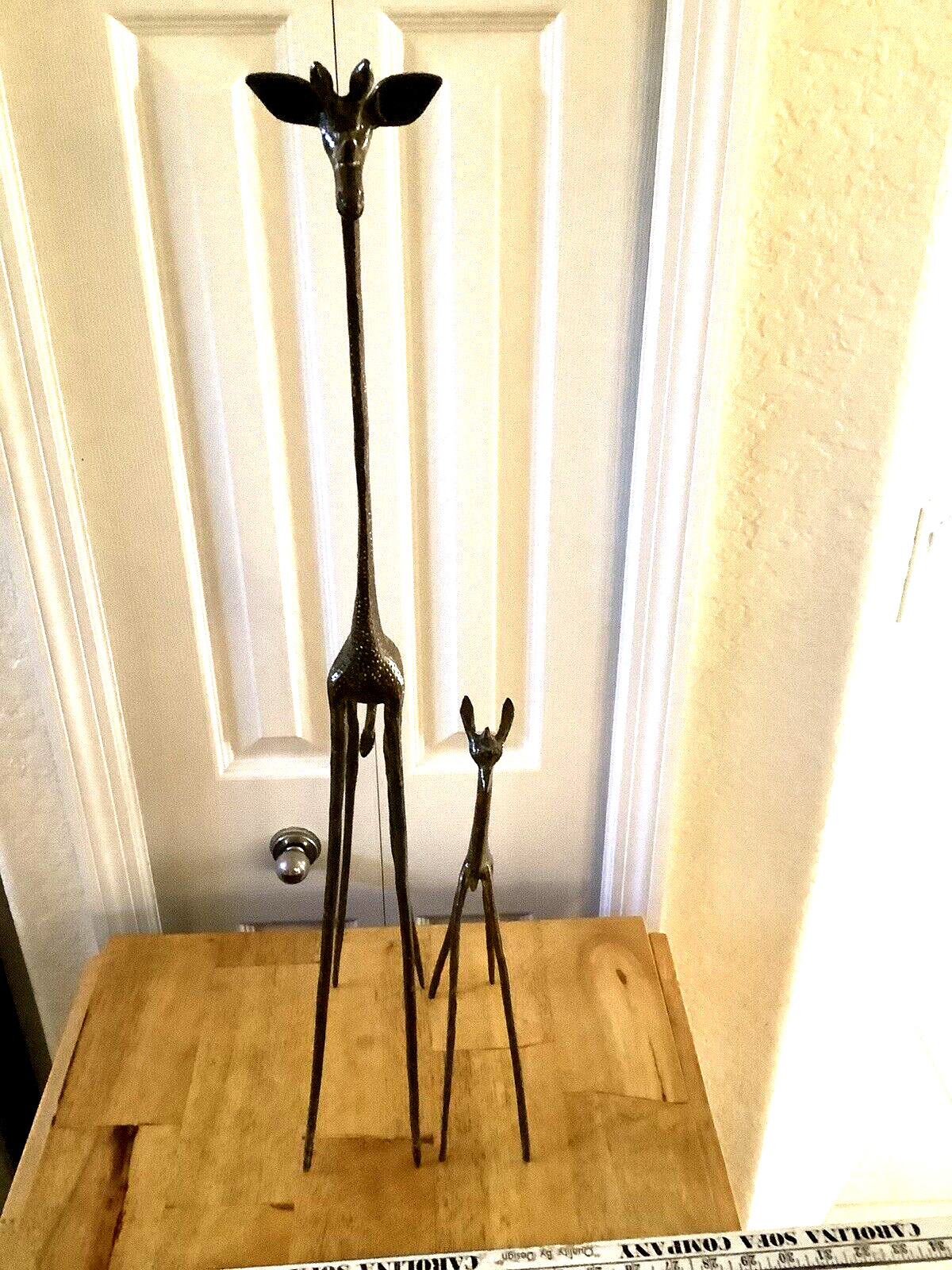 Vintage~ Bronze Mid Century 28″ Giraffe w/15″ Baby Giraffe~ Bronze Figurines