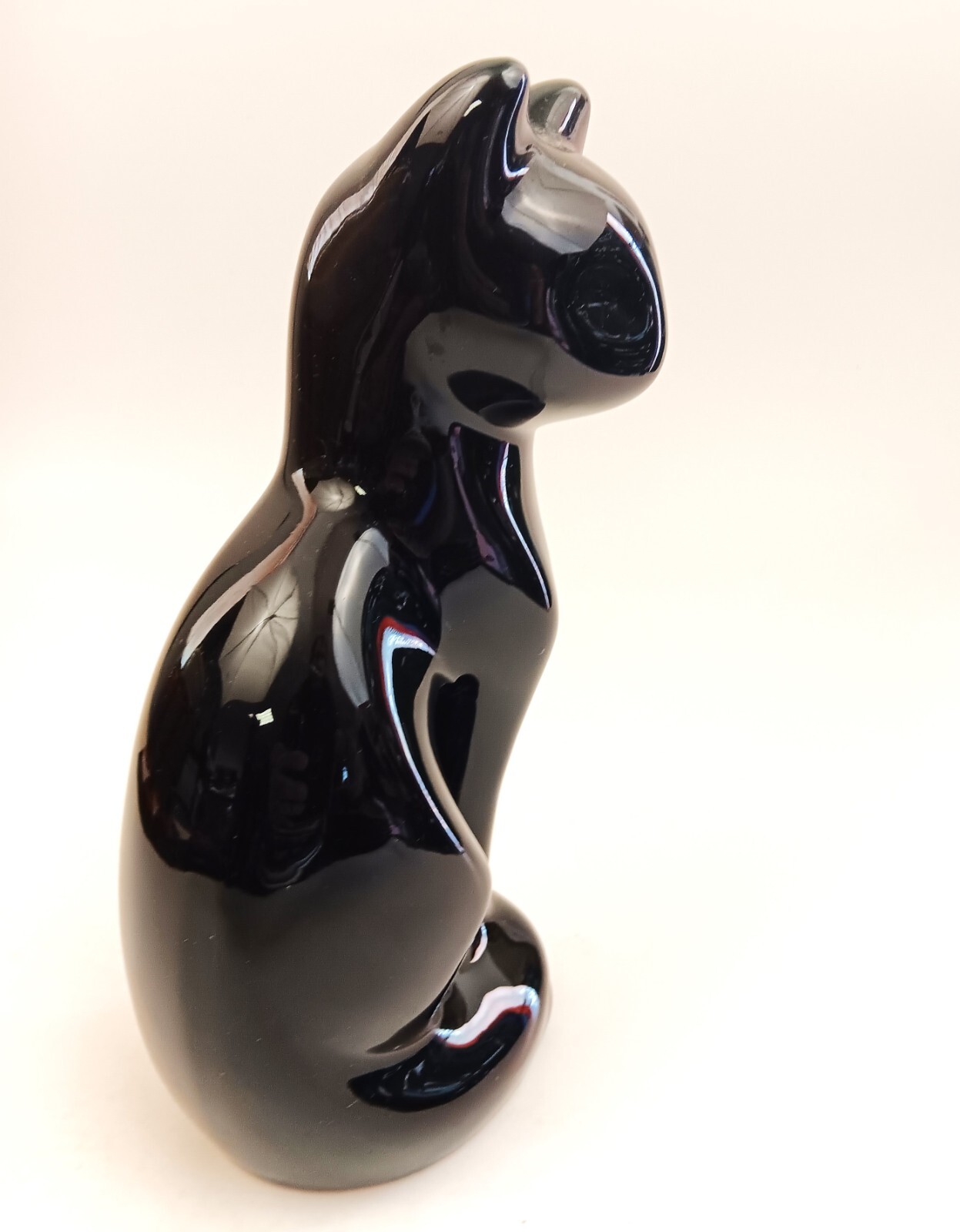 Black Ceramic Cat Statue Figurine Figure Art Mark 8.5” Tall MCM Vintage