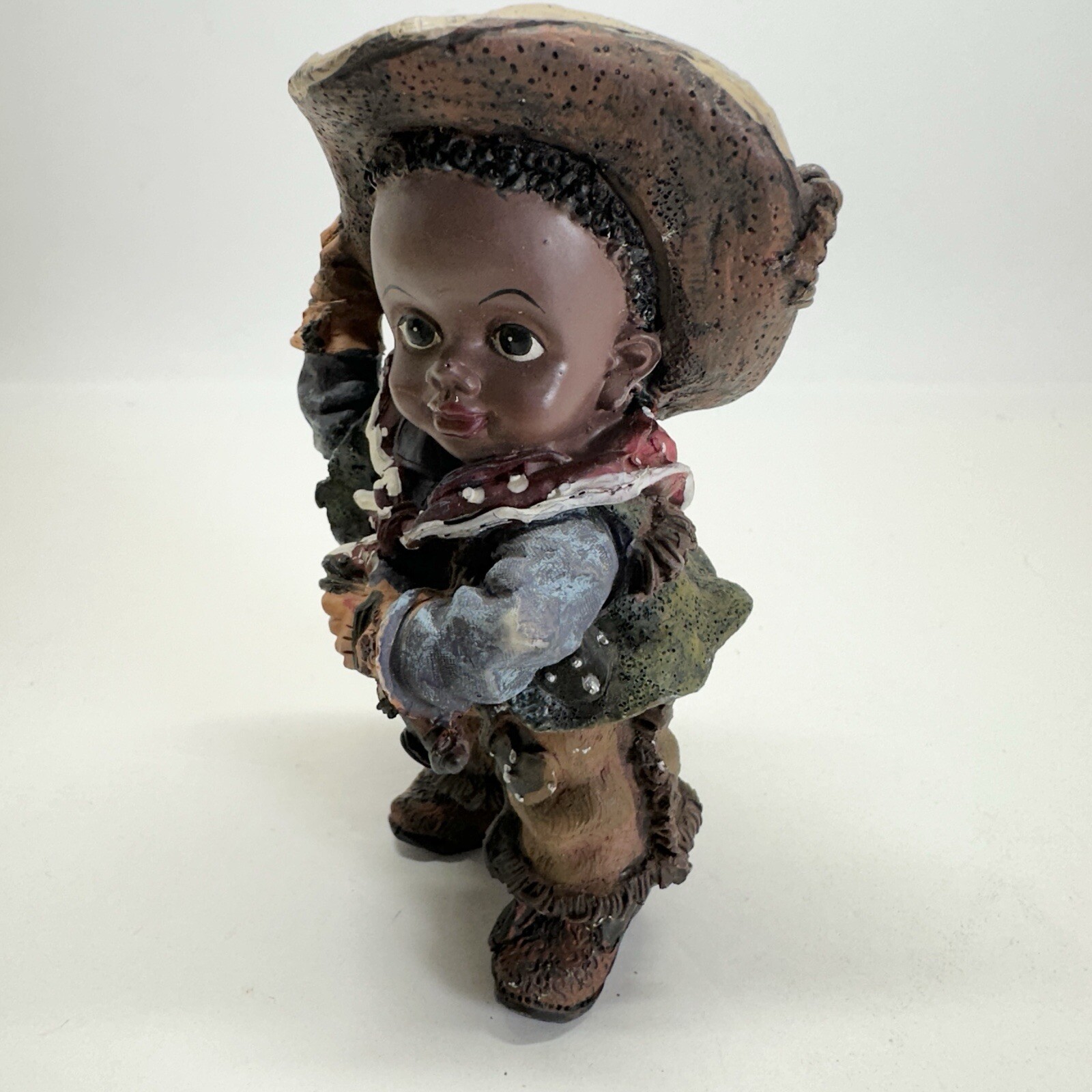 Vintage Black Country Kids Cowgirl Cowboy Americana Resin Figurine