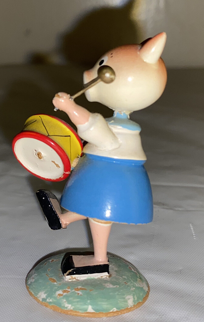 Vintage 60s Goula made in Spain Figurine girl Pig Drummer