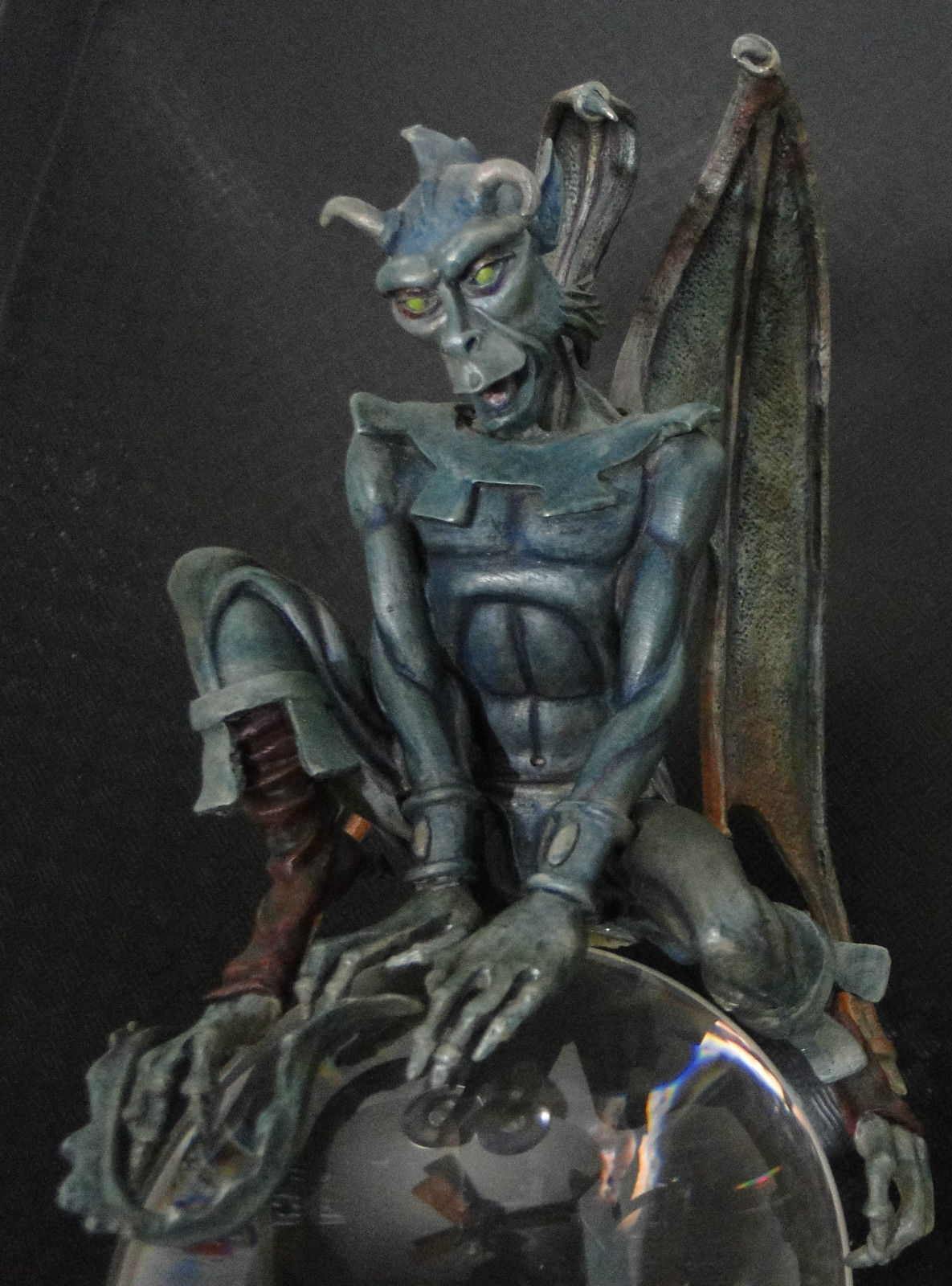 Satan Deviil Demon Gothic Solid Fine Pewter on Crystal Ball Figurine