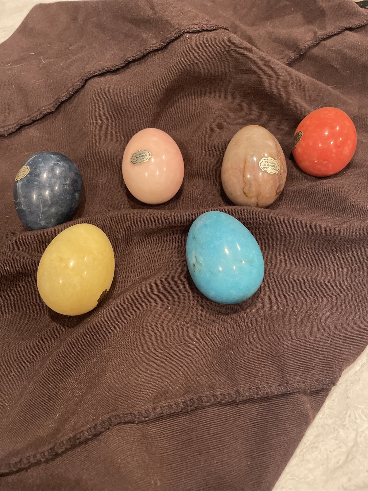 7 Colorful Alabaster Easter Eggs)2 Inches) Set