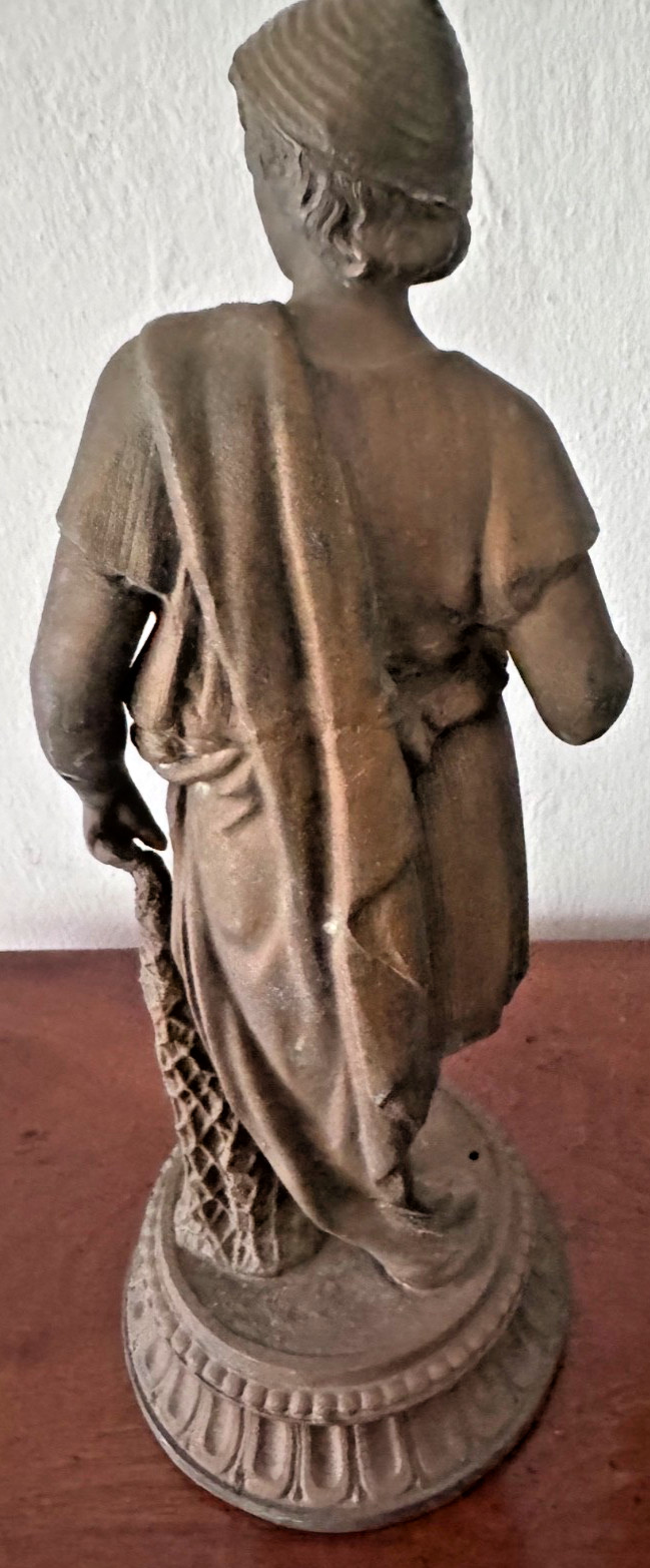 Antique Roman Male Figurine Statue Sculpture Spelter Metal 13″ Tall