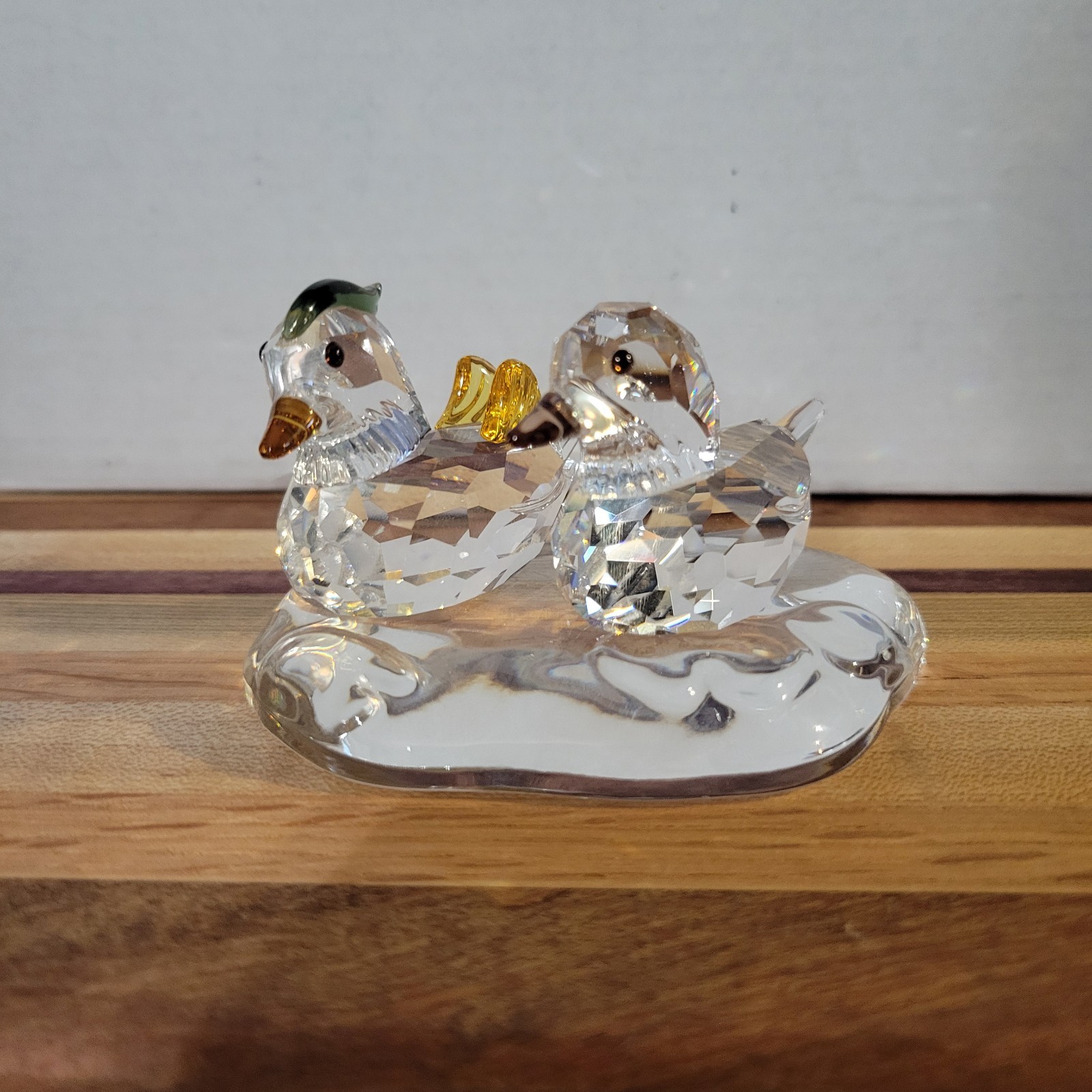 Retired Swarovski Mandarin Ducks (item #858736) 3 piece set 2 ducks 1 pond