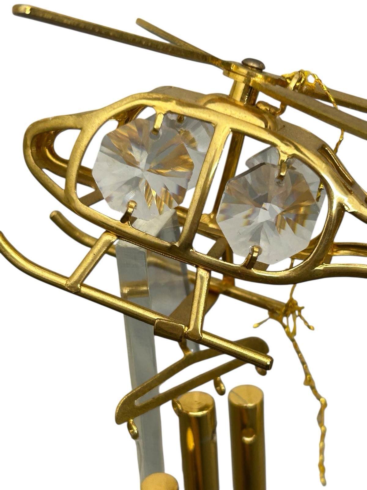 HELICOPTER Ornament Wind chime 24K GP Swarovski Crystal Figure Christmas