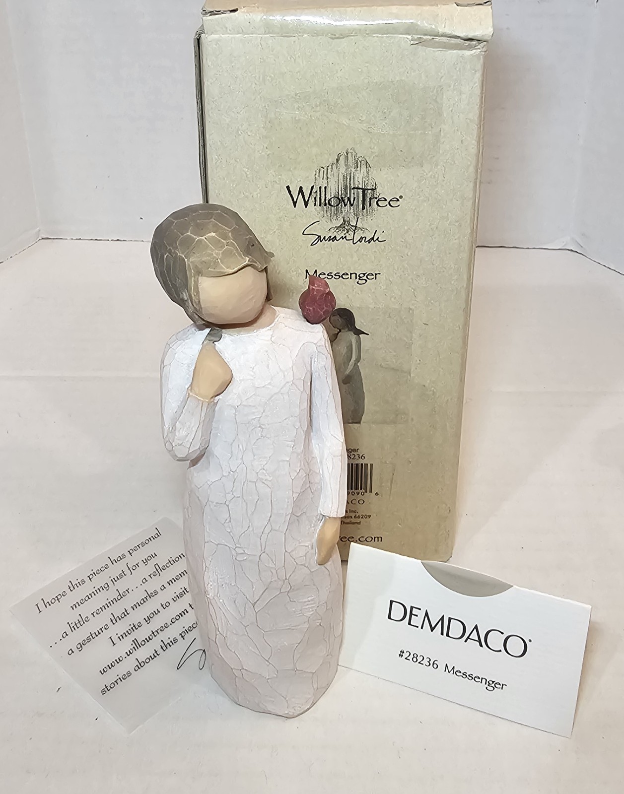 Willow Tree MESSENGER Cardinal Red Bird On Womans Shoulder 28236 Demdaco