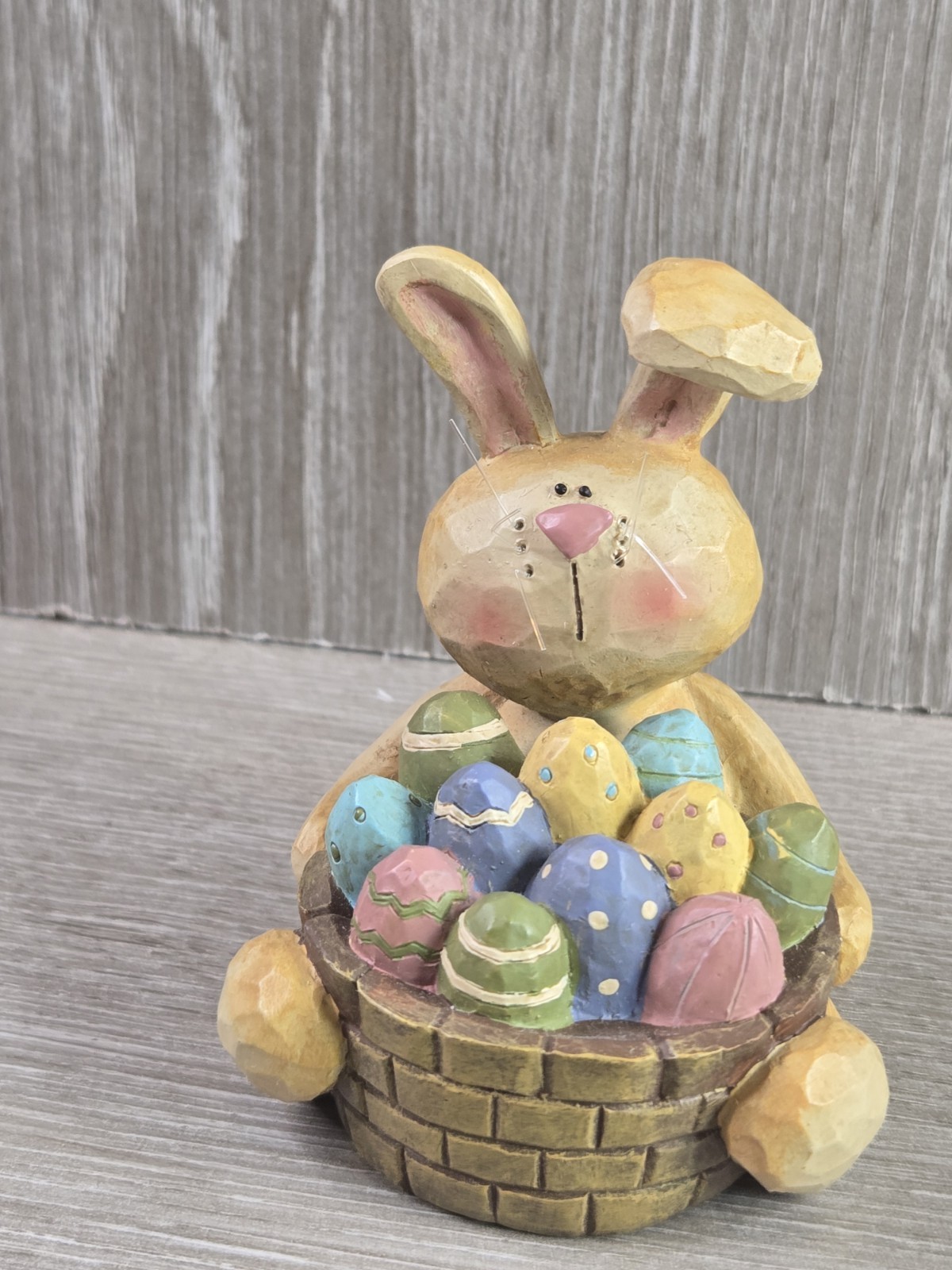 Vtg Blossom Bucket Easter Egg Bunny & Chick Birdbath Figurine Set B Lloyd