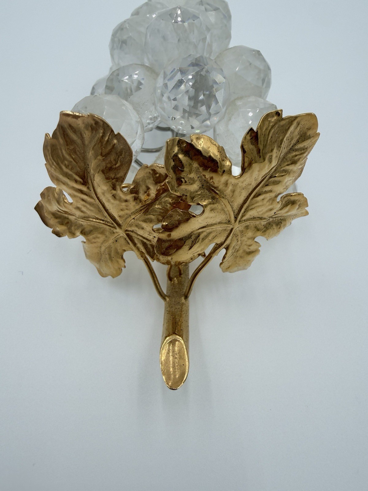 Vintage Swarovski Crystal 23 Grape Cluster Bunch Gold Leaf Sparkling Fruit
