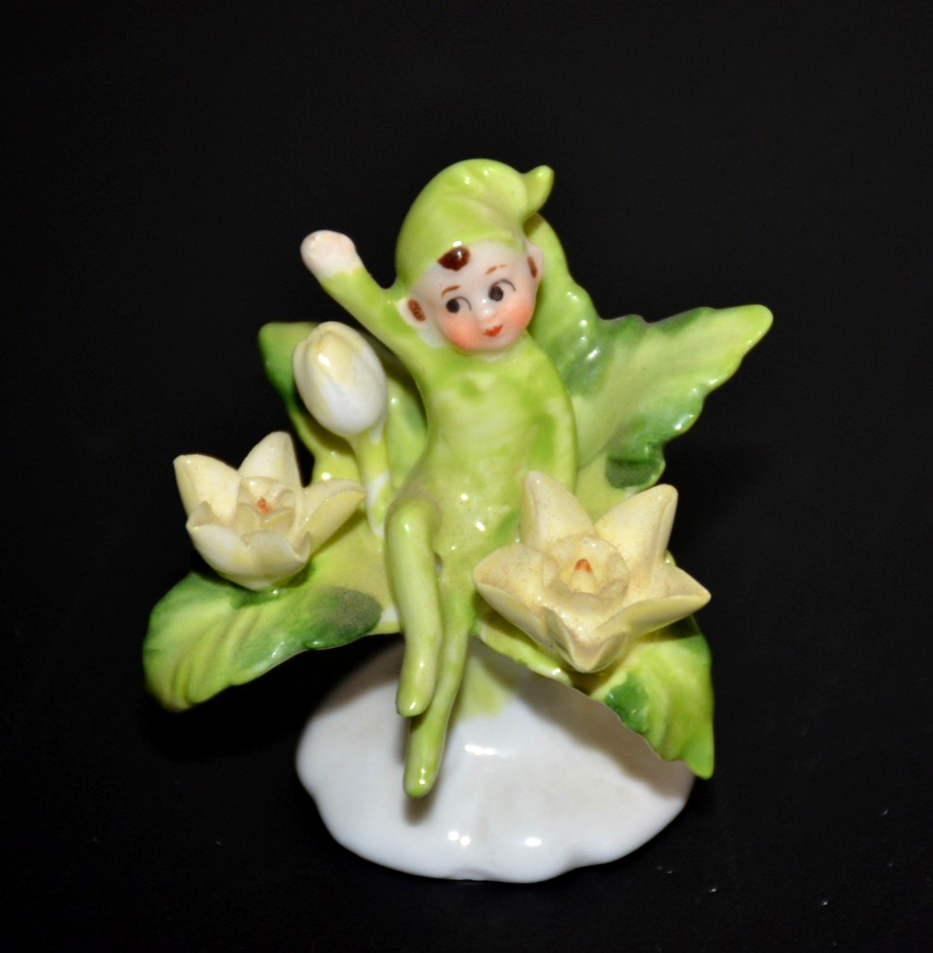 VTG Napcoware Napco Pixie Flower of the Month Elf Figurine 2.5″ Bone China