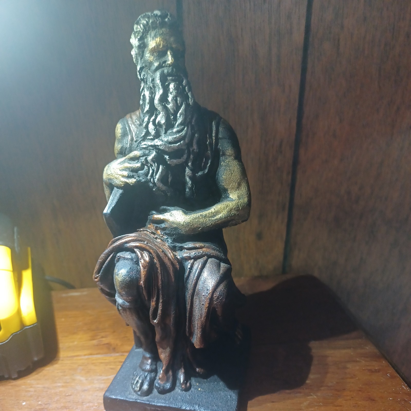 Vintage 7.5 Inch Michelangelo MOSES Sculpture Handcrafted From Coal