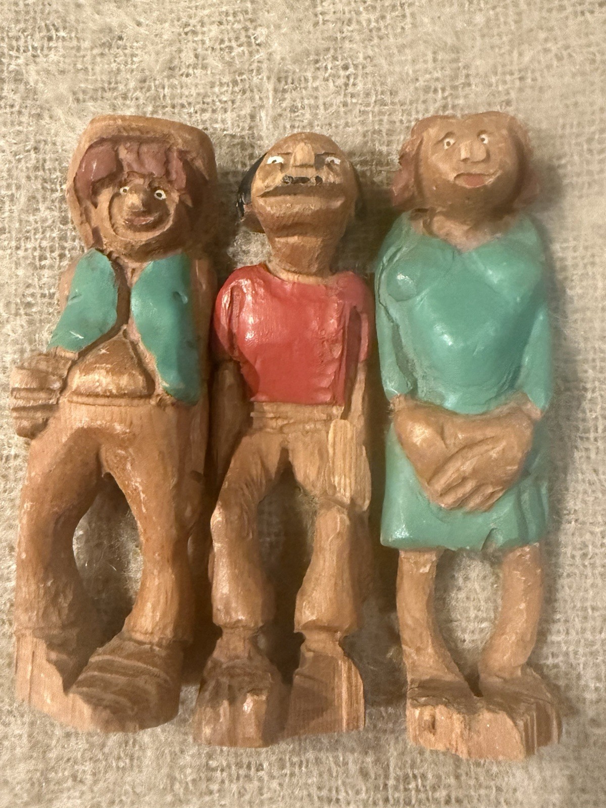 1970s Ozark/Style Hand Carved Wood Caricatures Trio Harold ENLOW- Style 5.75″
