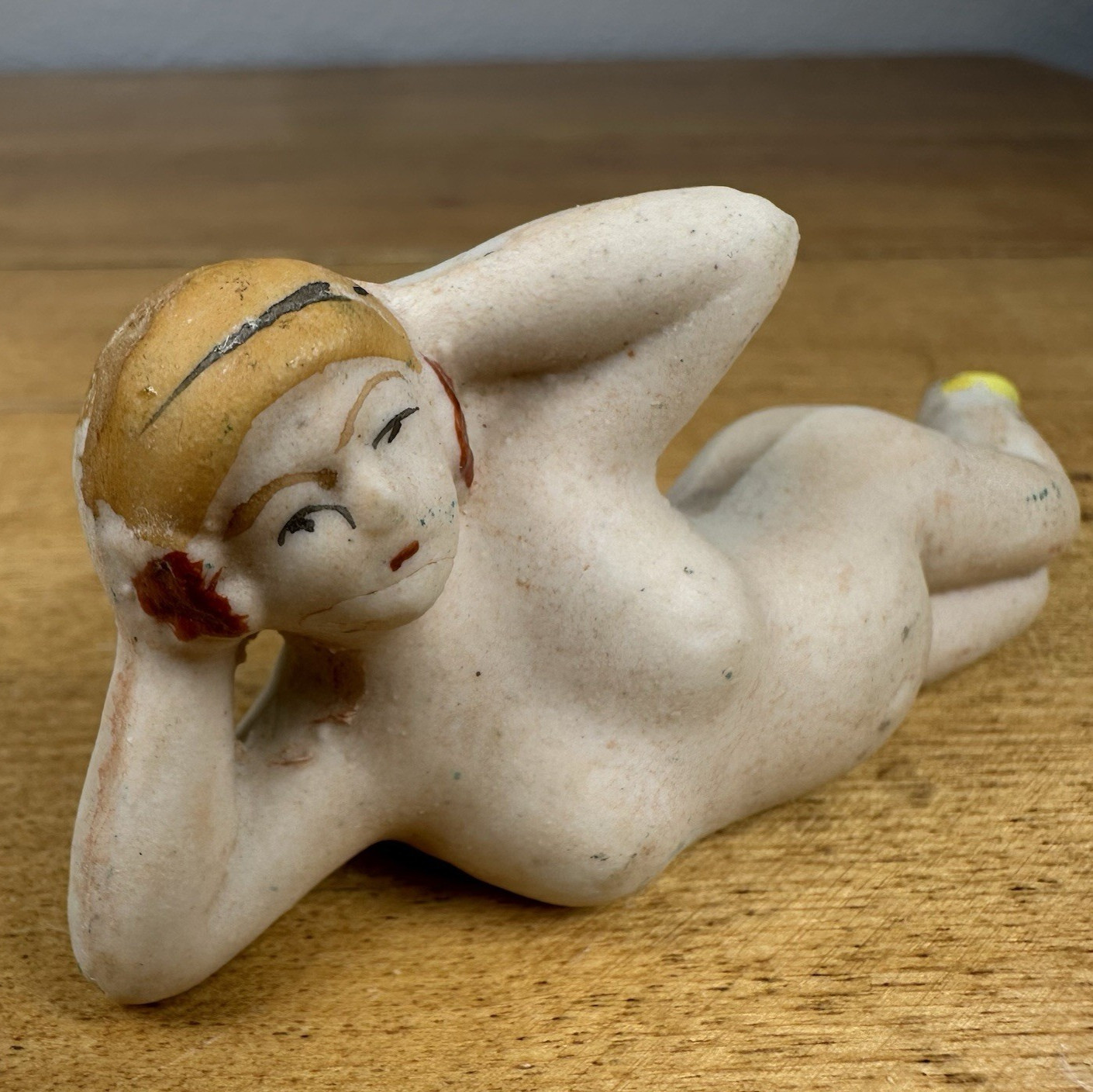 Lot of 2 VTG Mermaid Figurine Chalkware Japan 1950s MCM Reclining Nude READ
