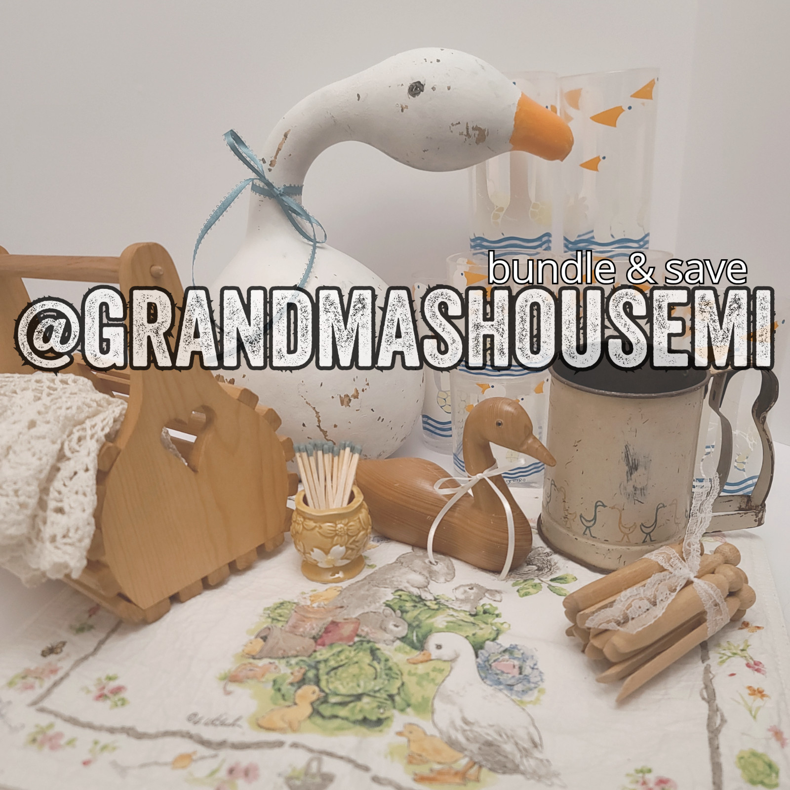 Vintage Wooden Duck Goose Shelf Sitter Figurine 7.25″