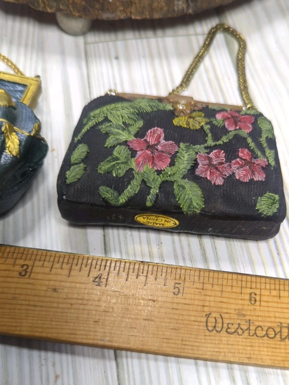 Vintage Mixed Lot Of 3 Vanity Set – Frame and Clutches – Floral Theme Miniature