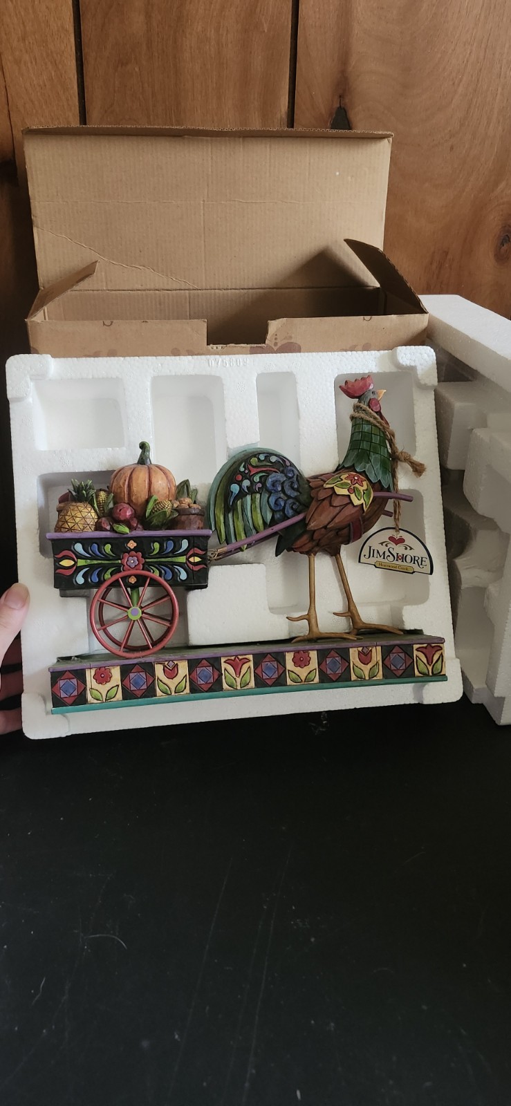 JIM SHORE SOMETHING TO CROW ABOUT ROOSTER CHICKEN PULLING CART FIGURINE RN