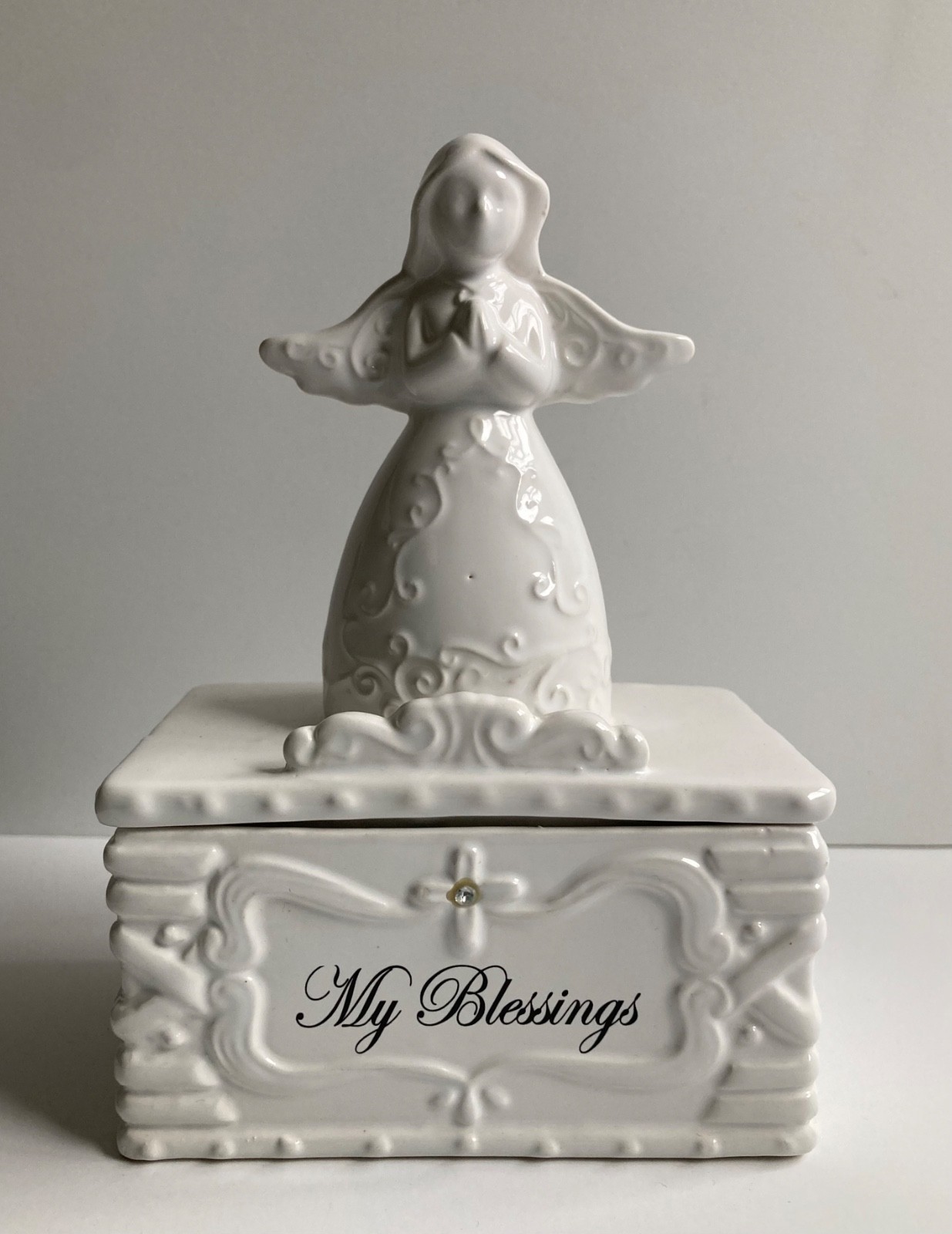 My Blessings Ceramic Angel with Box of Daily Affirmation Cards