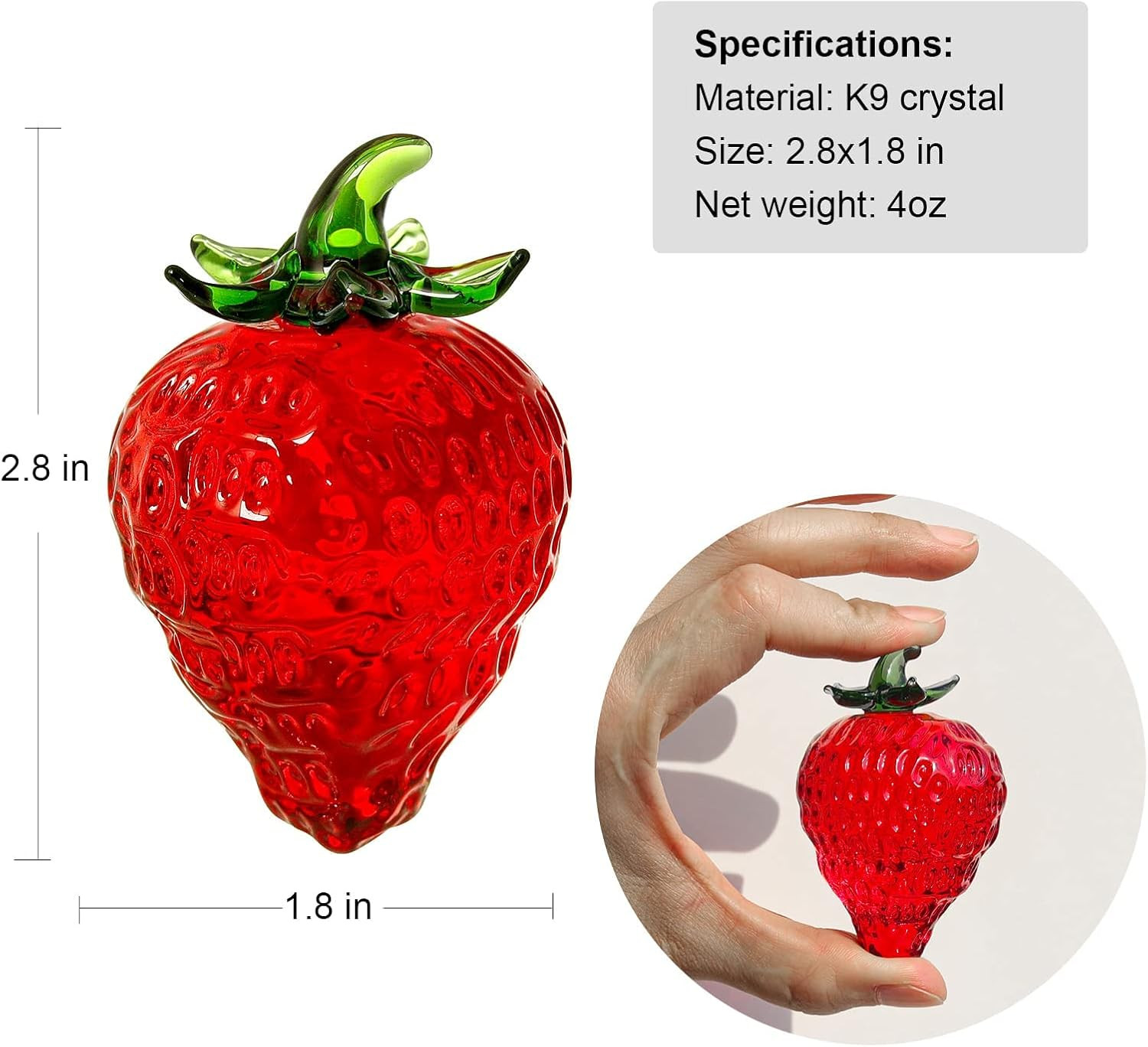 Crystal Mini Strawberry Collectible Figurines Paperweight Glass Fruit Figurine T