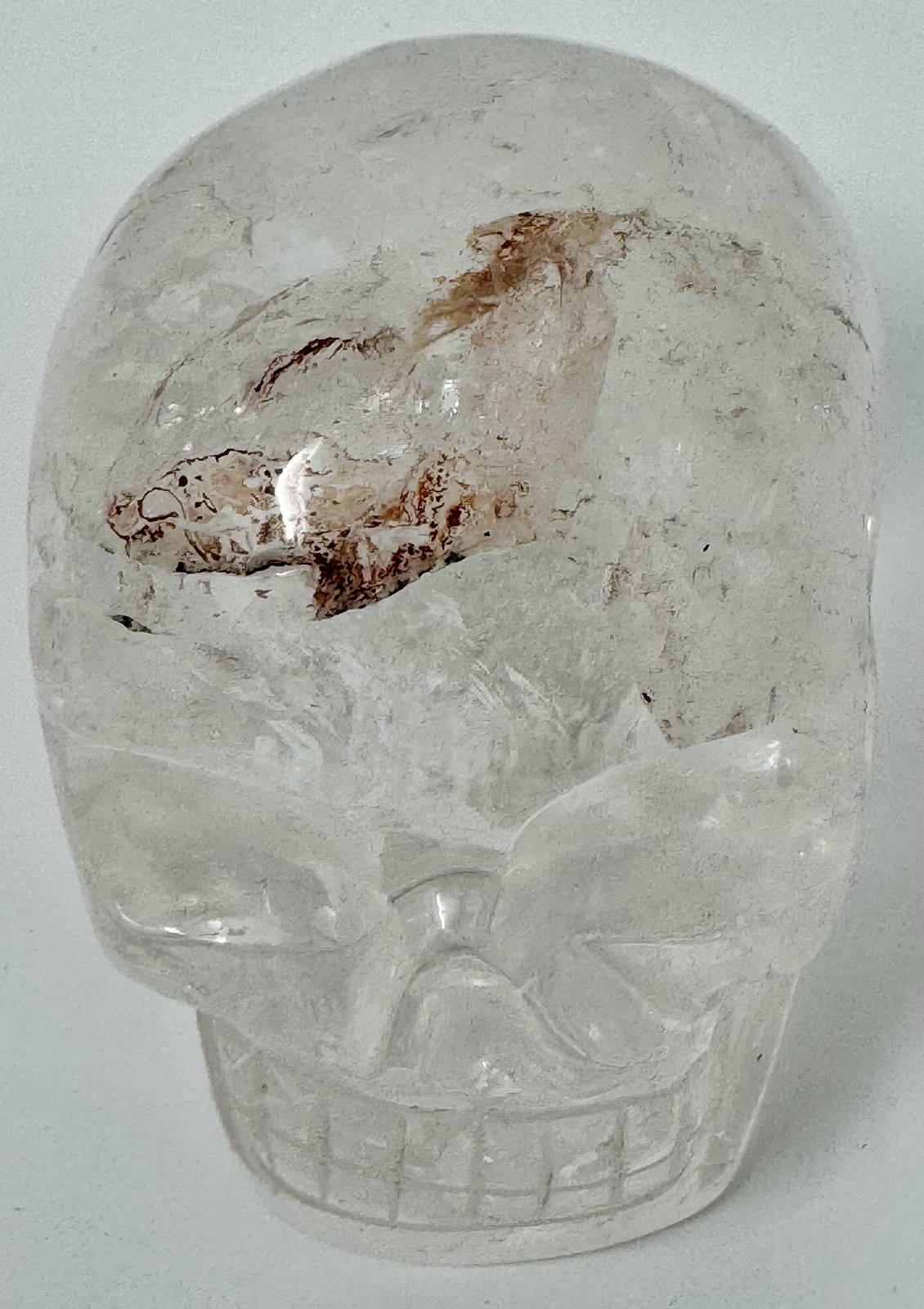 Natural Clear Quartz Crystal Skull Carving Figurine with Inclusions .440kg 2.5×3