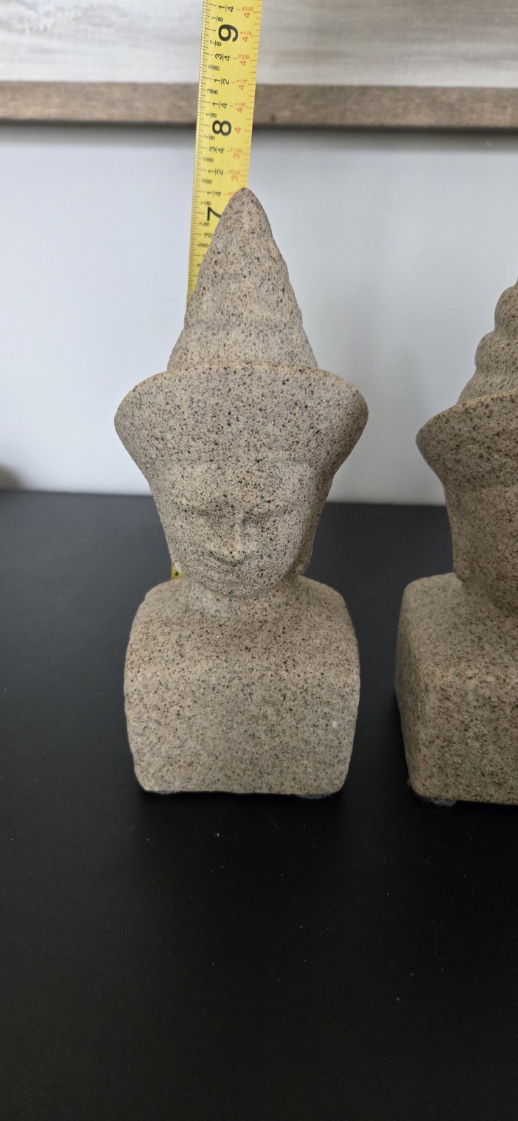 Carved Sandstone Figurine Head Pair ( 7″) Thailand Sticker