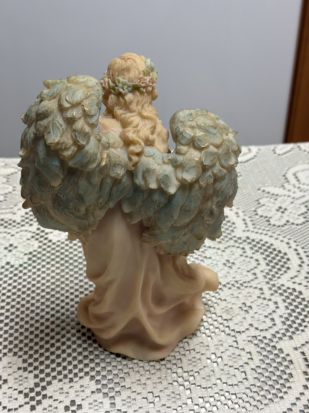 Large Resin Seraphim Like Angel & Young Girl & Dove 8.5”x5.5”x3.5” 2.5Lb EUC