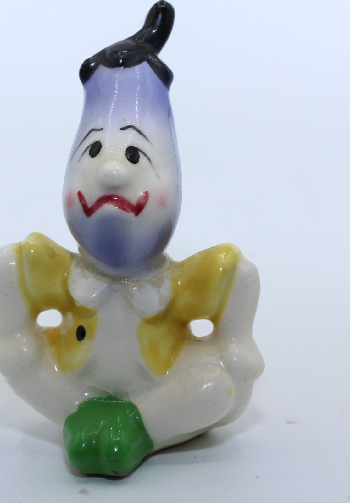 1950s VTG Vegetables Corn Eggplant Ceramic Porcelain Japan 3″ FigurineS Lot of 2