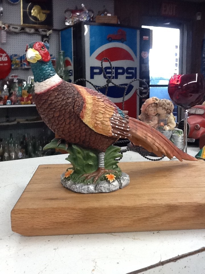 Resin Pheasant Figurine – 13 inches long – Removable Tail, 2 pcs Colorful