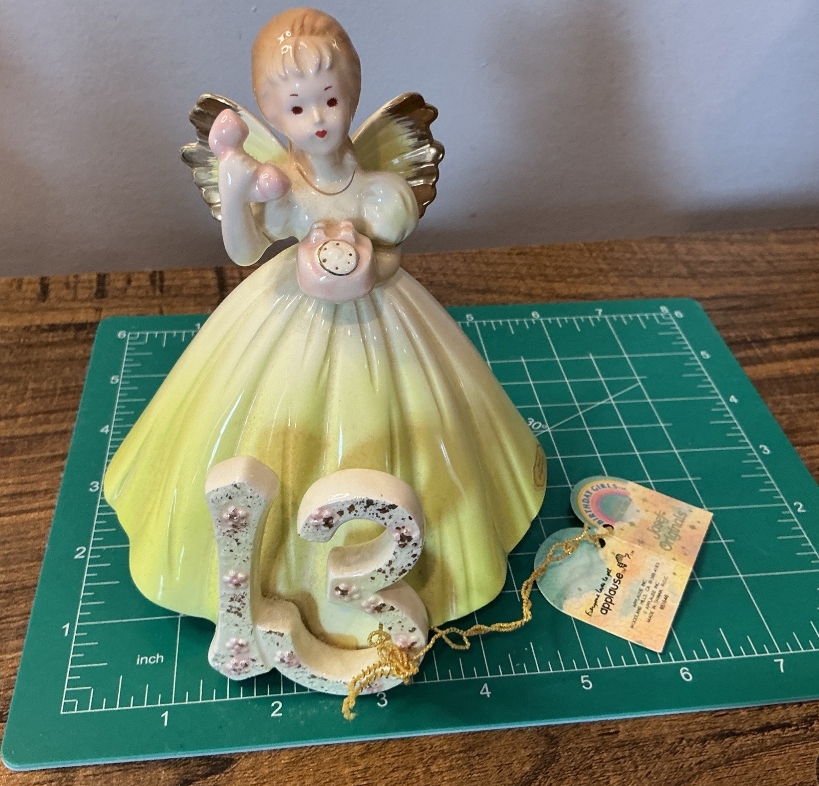 Josef Originals Birthday Girl Age 13 Figurine Taiwan Hang Tag & Foil Sticker