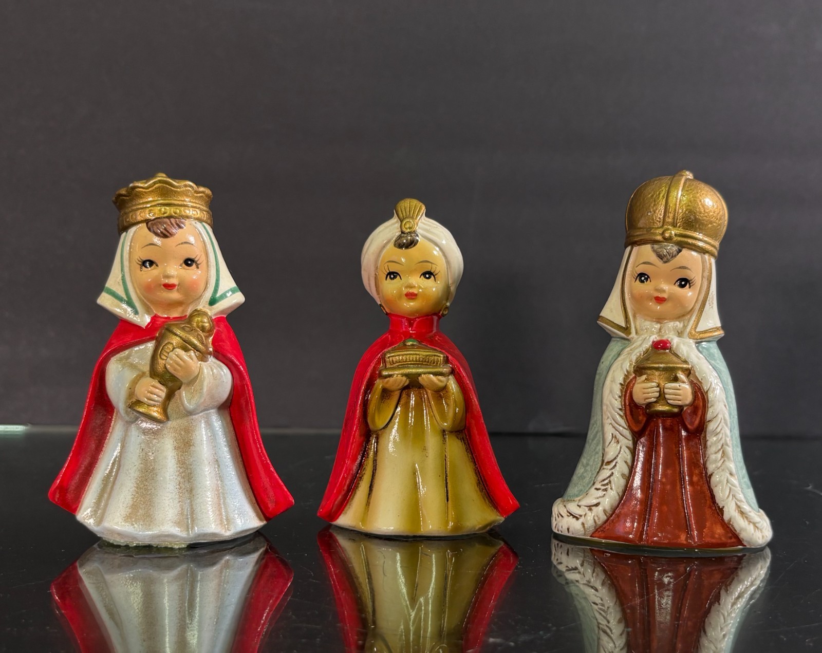 Vtg Josef Originals Three Wise Girls Boys Nativity Kings Figurine Korea