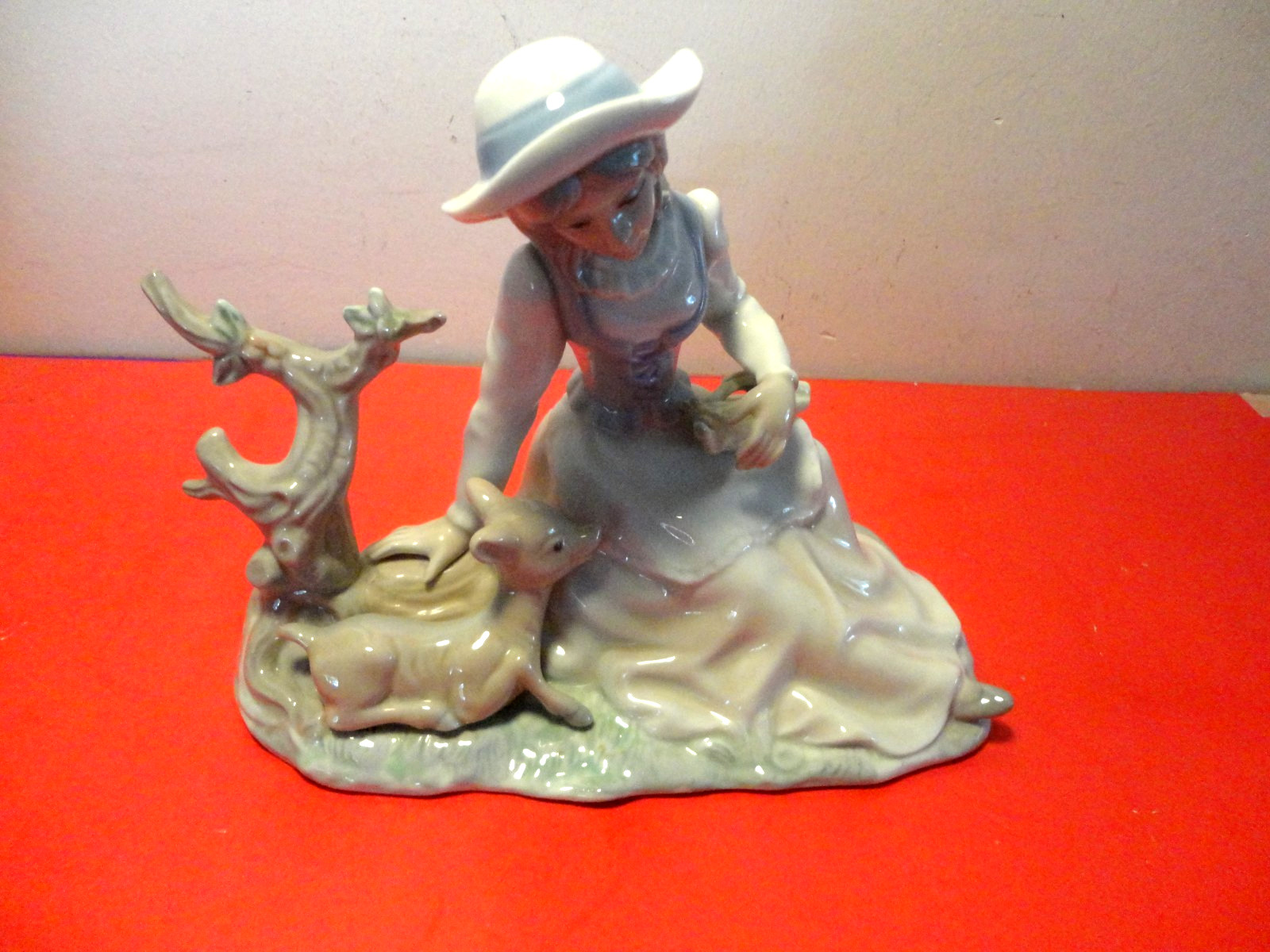 Tengra Girl with Fawn Porcelain Figurine Made in Spain (8 by 9 by 4.5″)