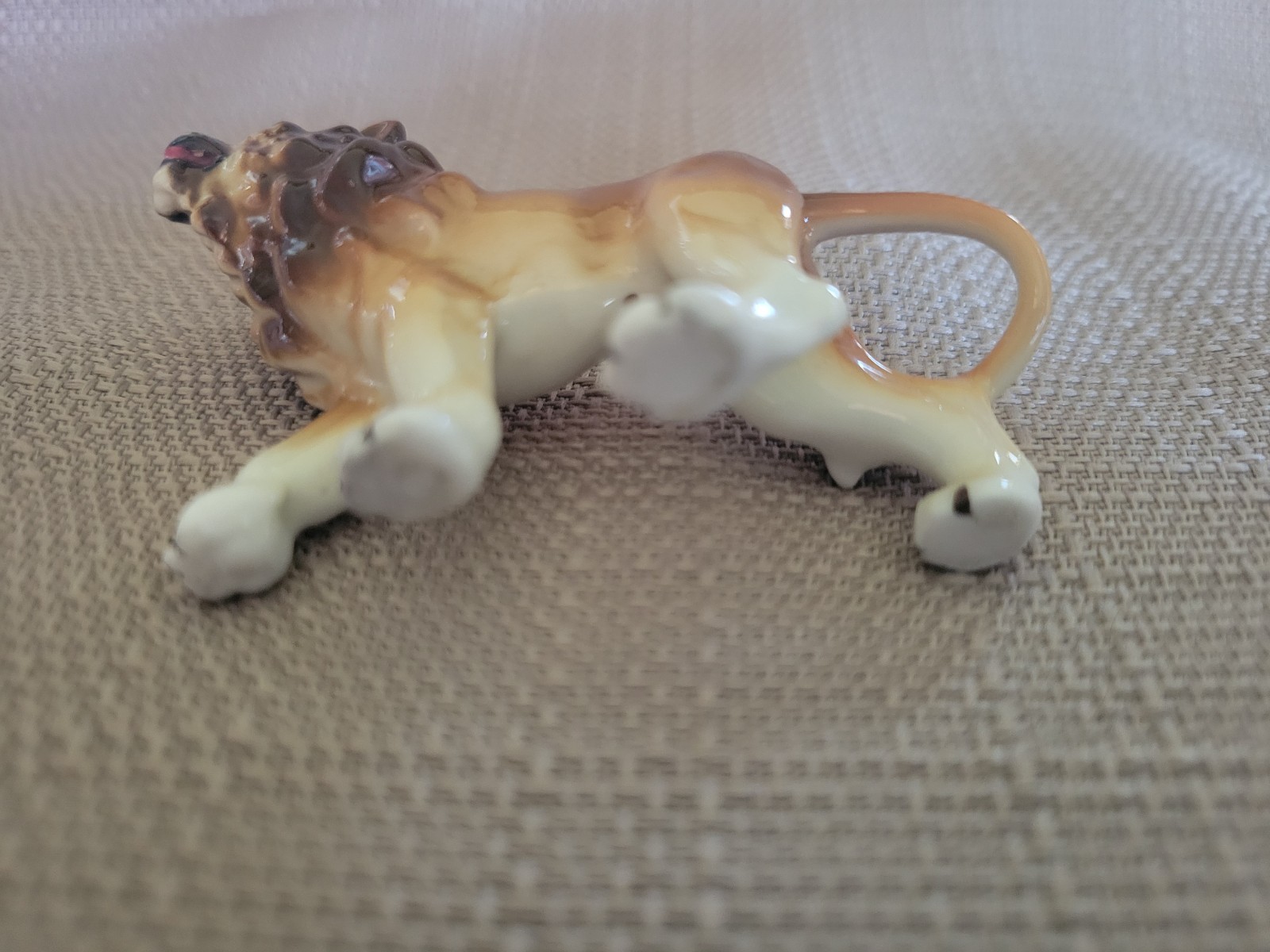 Vintage Norleans Japan Porcelian Lion Figurine Mid Century Ceramic Art Statue